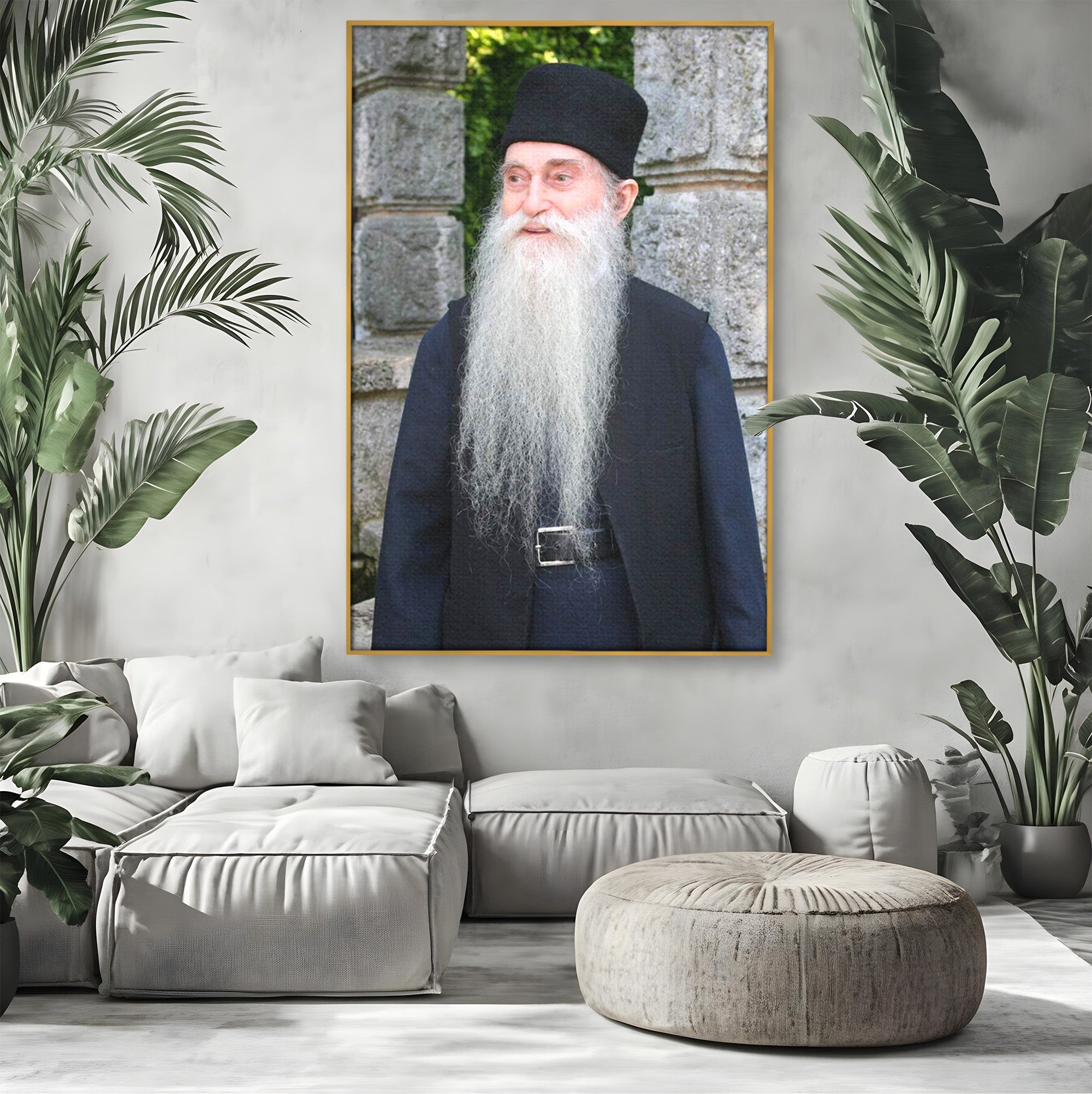Tablou Canvas Premium LuxCanva® PI1370, Arhimandritul Arsenie Papacioc, Sfant, Ortodox, Religie, Spiritualitate, Credinta, Culori Vibrante, Living, Dormitor