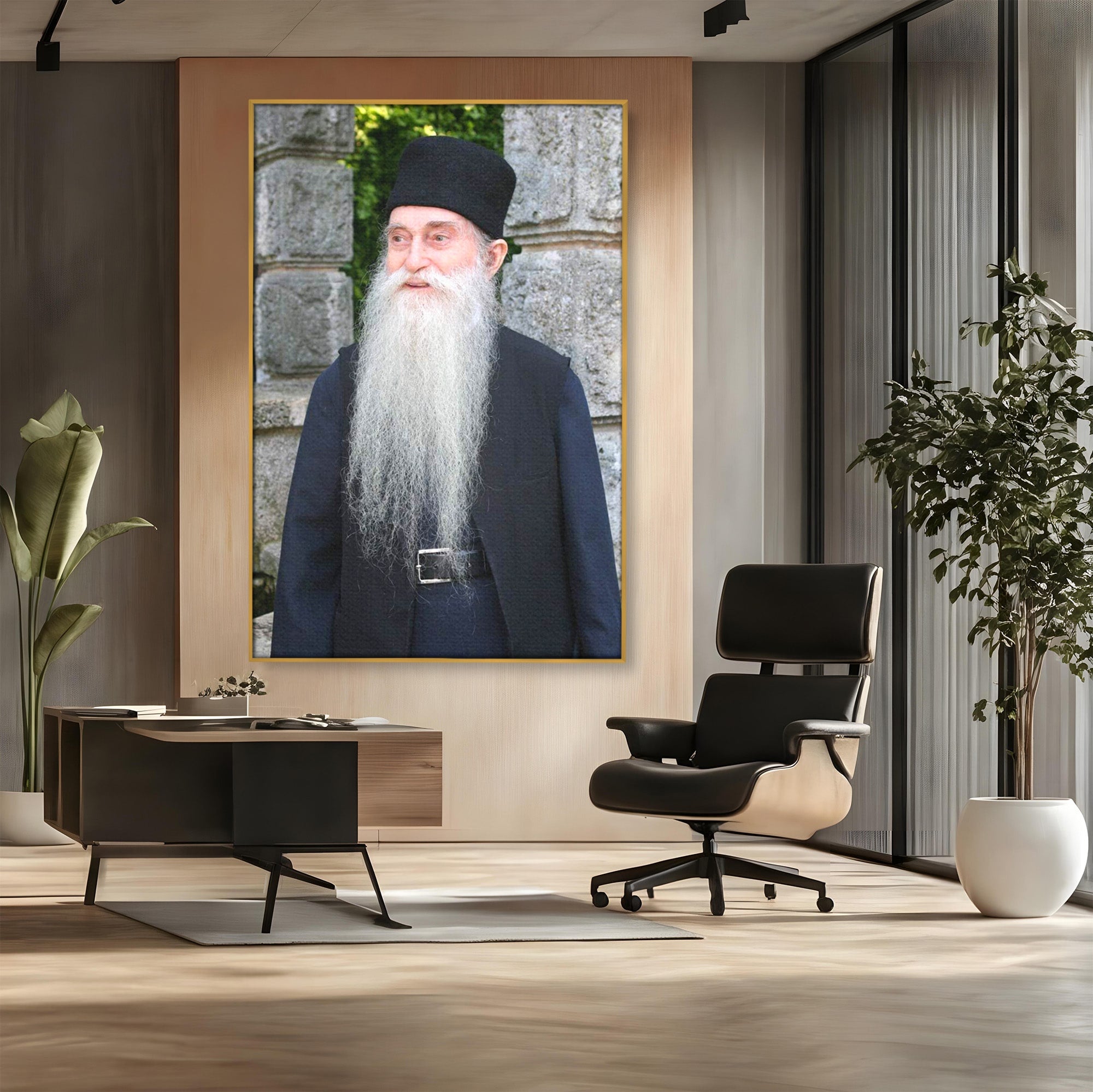 Tablou Canvas Premium LuxCanva® PI1370, Arhimandritul Arsenie Papacioc, Sfant, Ortodox, Religie, Spiritualitate, Credinta, Culori Vibrante, Living, Dormitor