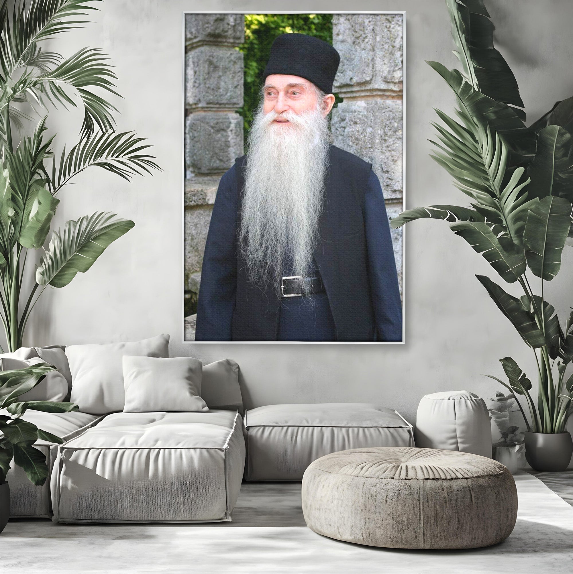 Tablou Canvas Premium LuxCanva® PI1370, Arhimandritul Arsenie Papacioc, Sfant, Ortodox, Religie, Spiritualitate, Credinta, Culori Vibrante, Living, Dormitor