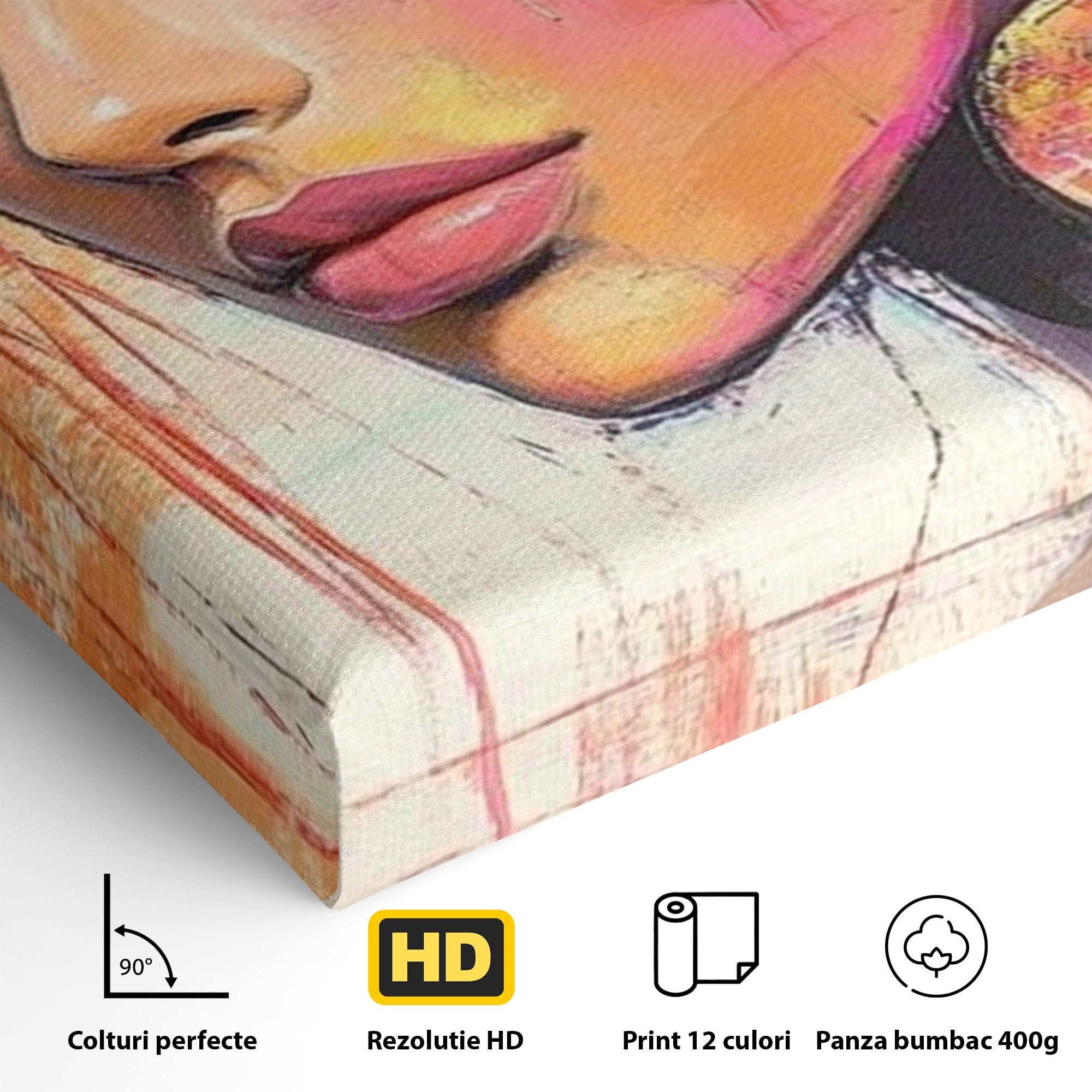 Tablou Canvas Premium LuxCanva® PI1371, Privirea care Vrajeste, Portret, Femeie, Modern, Arta Abstracta, Culori Vibrante, Living, Dormitor