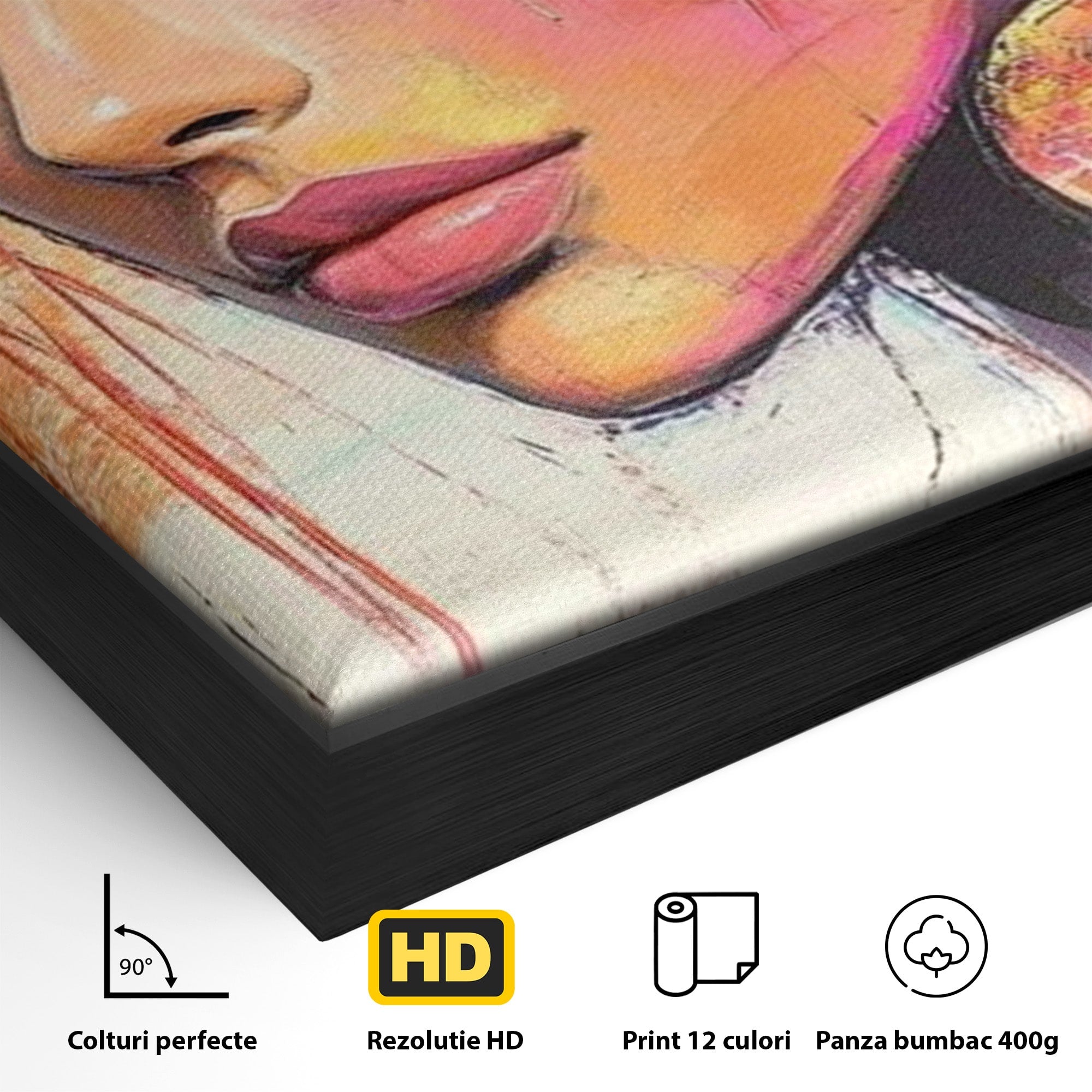 Tablou Canvas Premium LuxCanva® PI1371, Privirea care Vrajeste, Portret, Femeie, Modern, Arta Abstracta, Culori Vibrante, Living, Dormitor