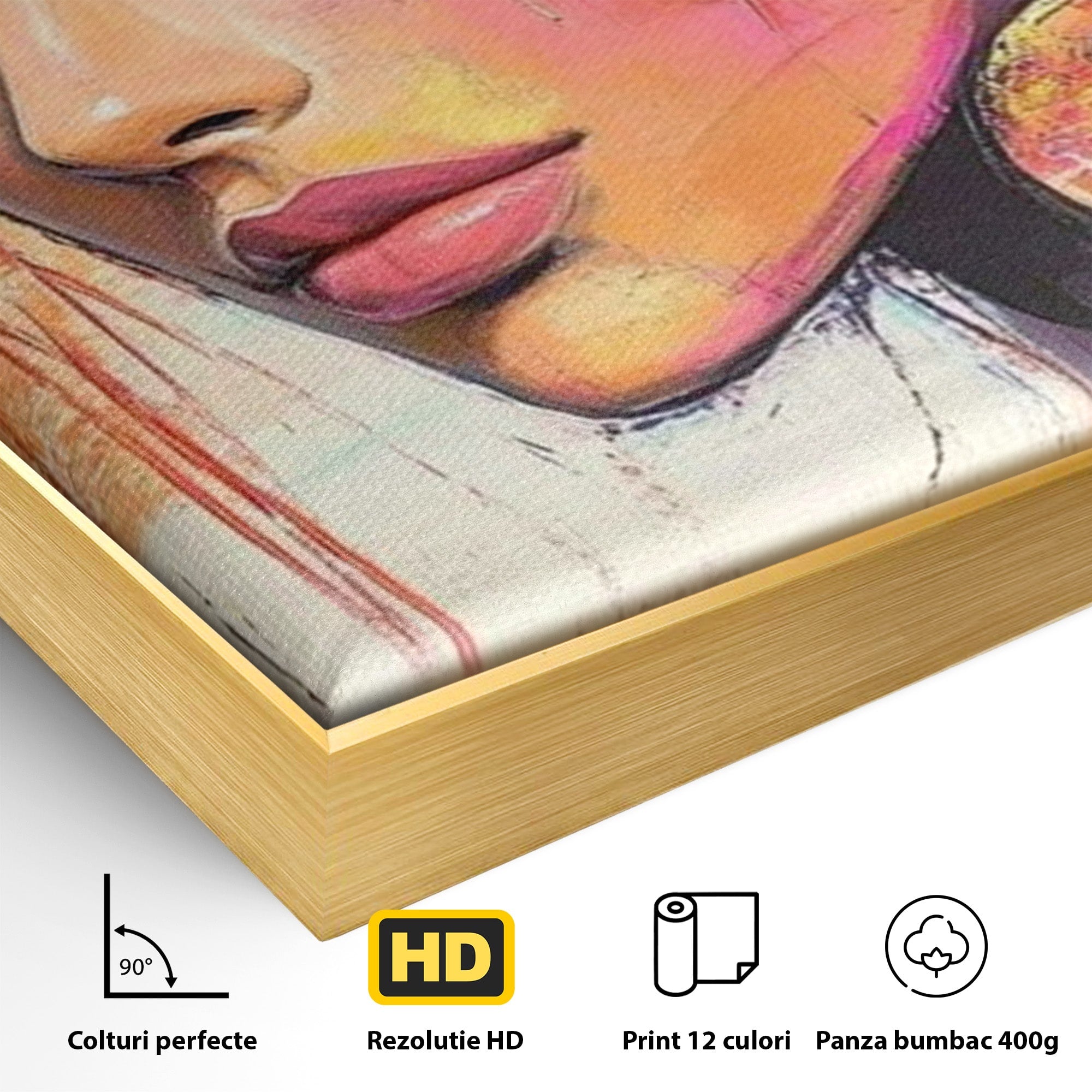 Tablou Canvas Premium LuxCanva® PI1371, Privirea care Vrajeste, Portret, Femeie, Modern, Arta Abstracta, Culori Vibrante, Living, Dormitor