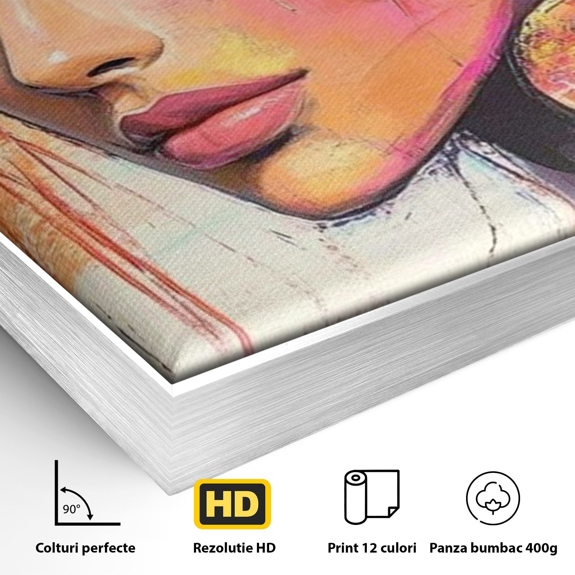 Tablou Canvas Premium LuxCanva® PI1371, Privirea care Vrajeste, Portret, Femeie, Modern, Arta Abstracta, Culori Vibrante, Living, Dormitor