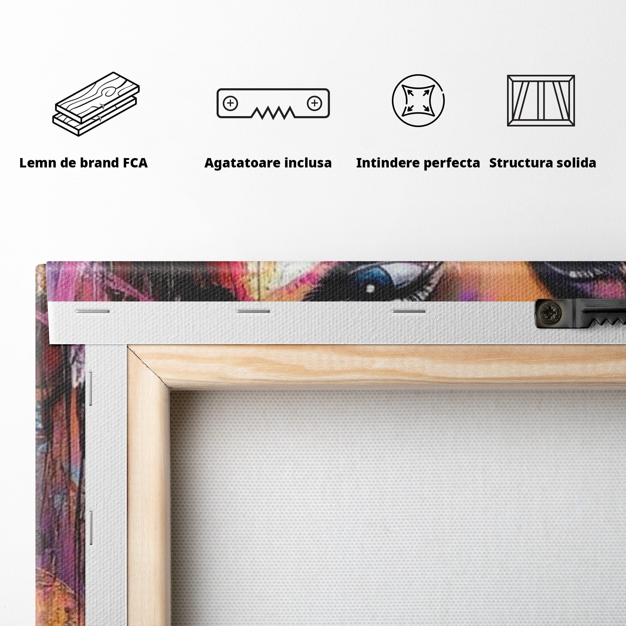 Tablou Canvas Premium LuxCanva® PI1371, Privirea care Vrajeste, Portret, Femeie, Modern, Arta Abstracta, Culori Vibrante, Living, Dormitor