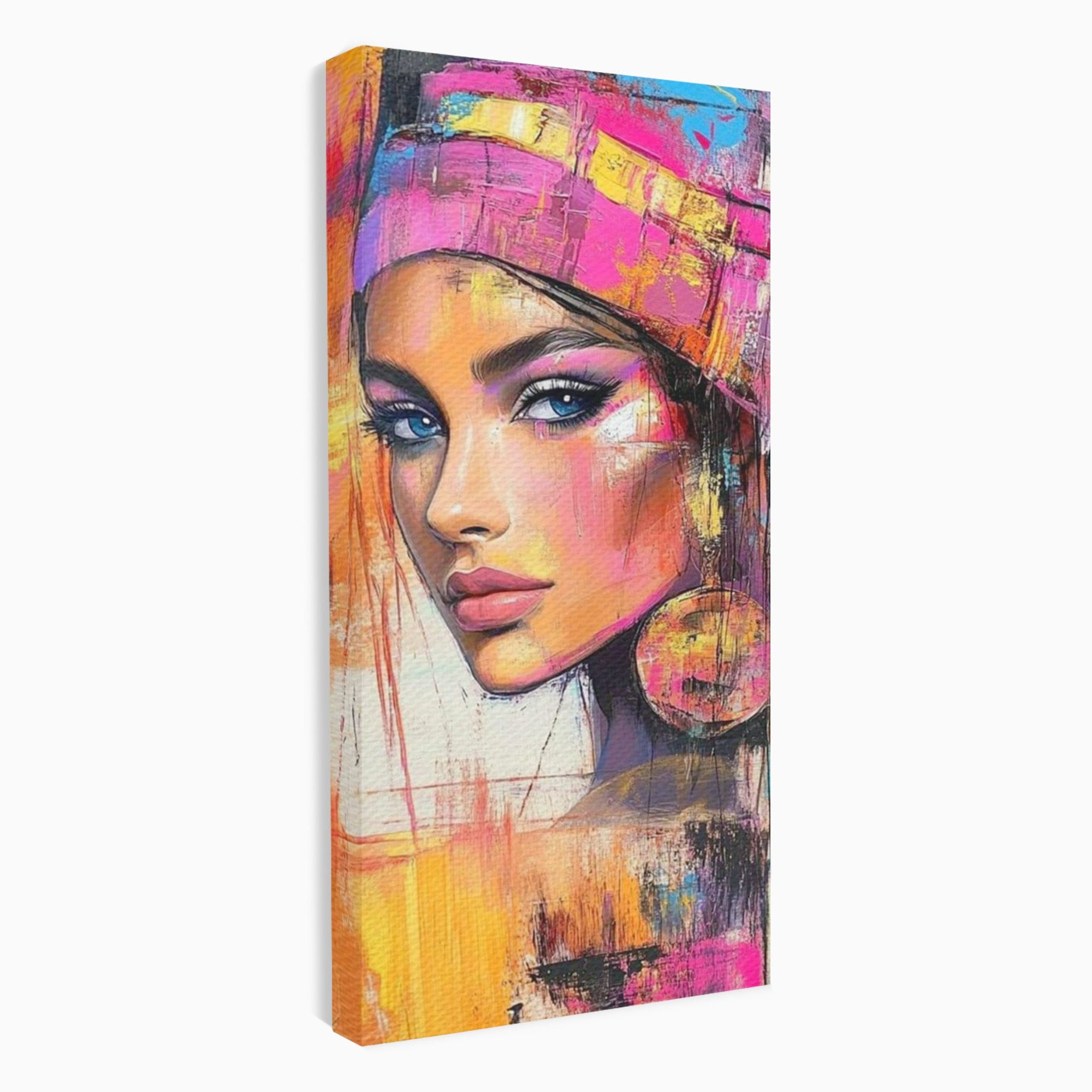 Tablou Canvas Premium LuxCanva® PI1371, Privirea care Vrajeste, Portret, Femeie, Modern, Arta Abstracta, Culori Vibrante, Living, Dormitor