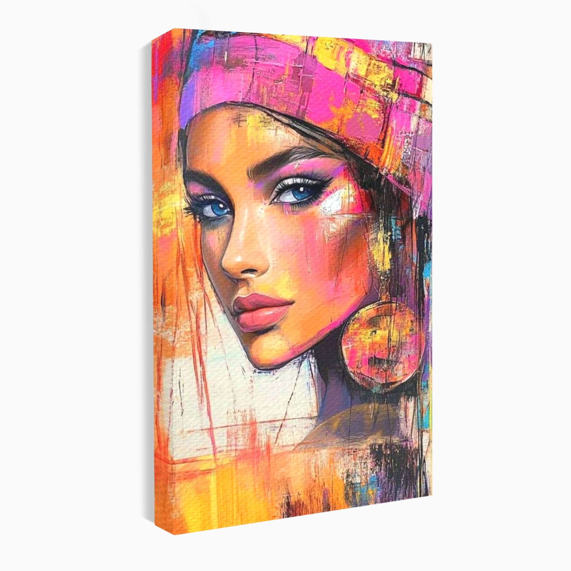 Tablou Canvas Premium LuxCanva® PI1371, Privirea care Vrajeste, Portret, Femeie, Modern, Arta Abstracta, Culori Vibrante, Living, Dormitor