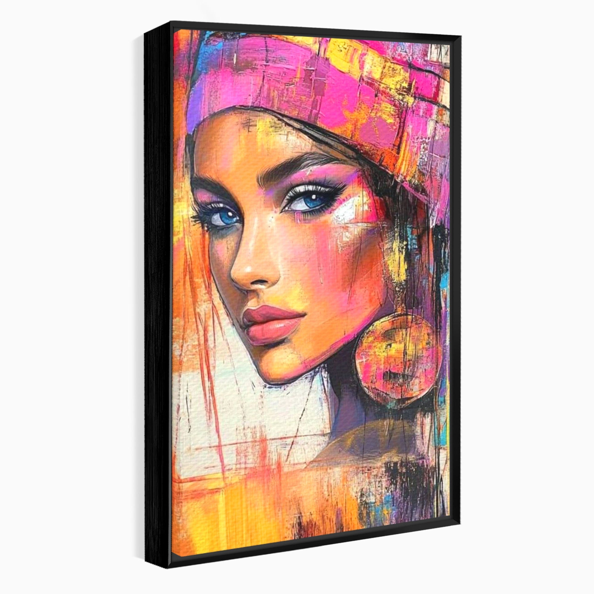 Tablou Canvas Premium LuxCanva® PI1371, Privirea care Vrajeste, Portret, Femeie, Modern, Arta Abstracta, Culori Vibrante, Living, Dormitor