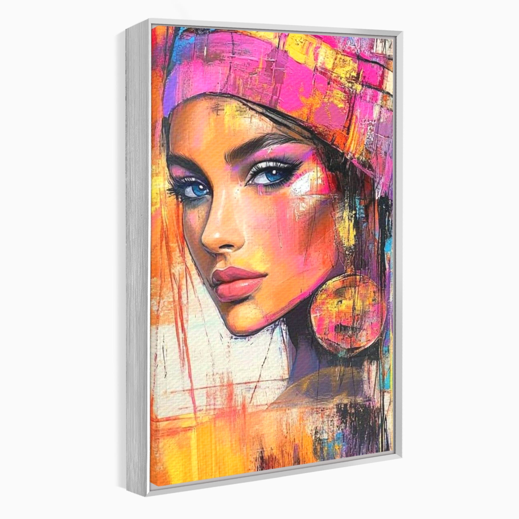 Tablou Canvas Premium LuxCanva® PI1371, Privirea care Vrajeste, Portret, Femeie, Modern, Arta Abstracta, Culori Vibrante, Living, Dormitor