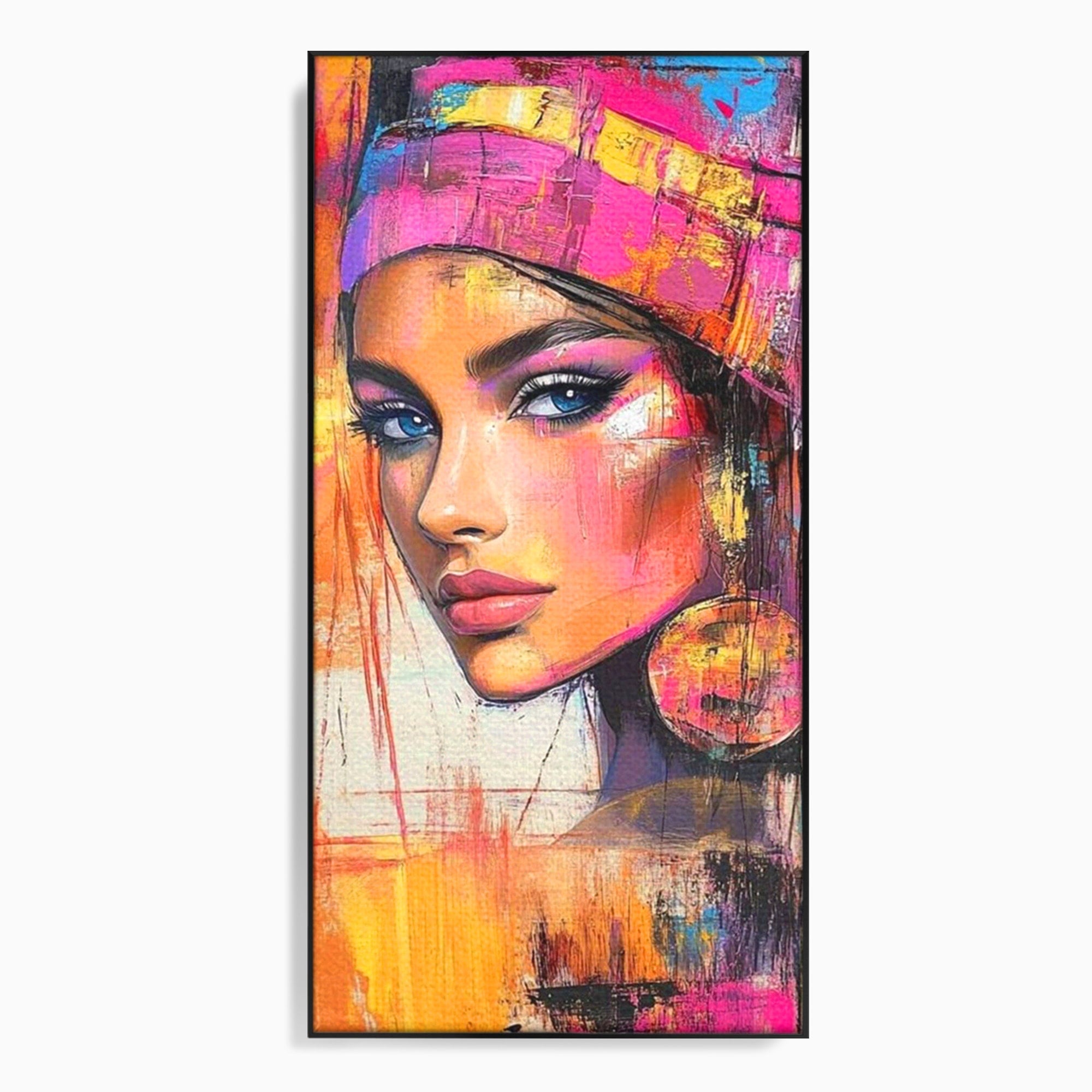 Tablou Canvas Premium LuxCanva® PI1371, Privirea care Vrajeste, Portret, Femeie, Modern, Arta Abstracta, Culori Vibrante, Living, Dormitor
