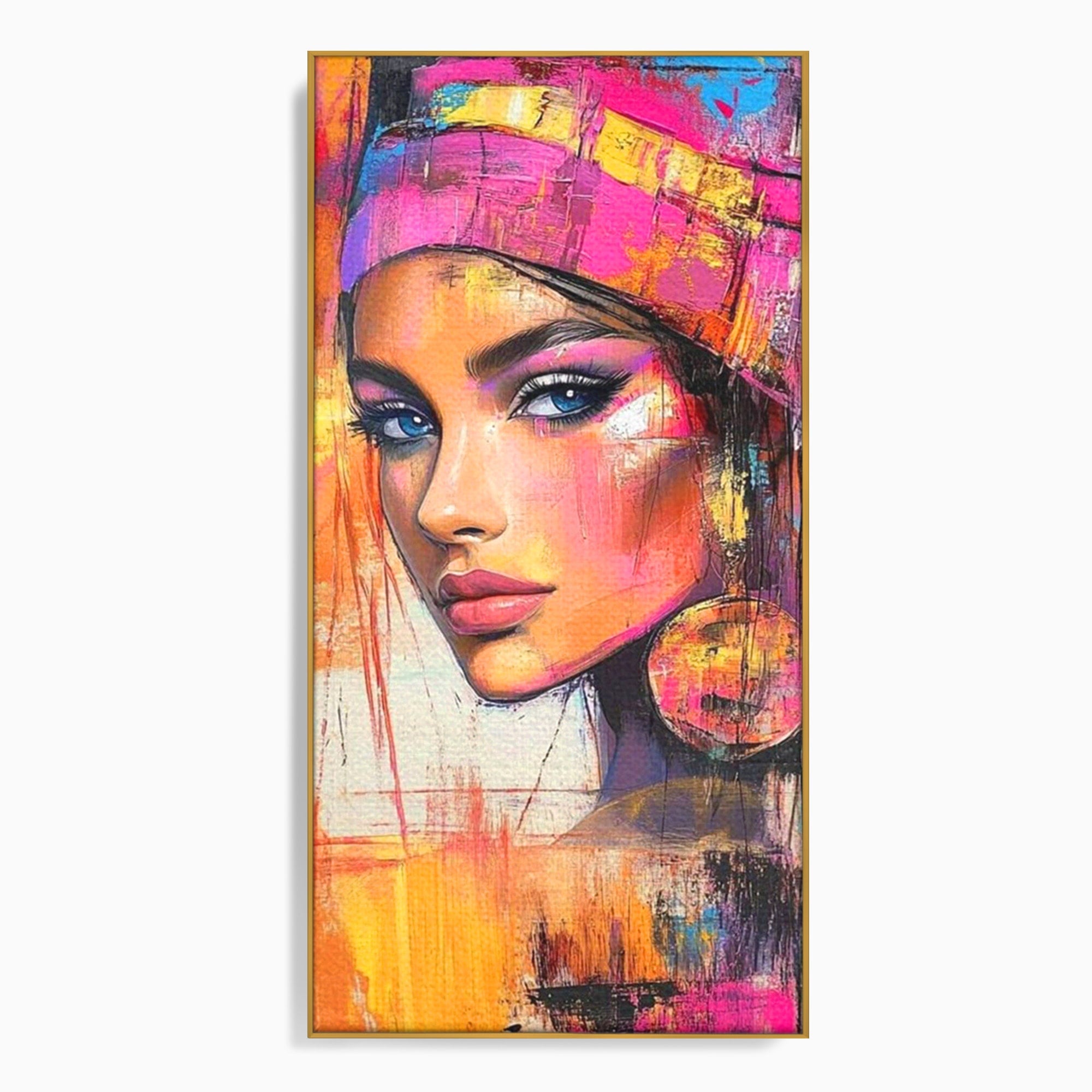 Tablou Canvas Premium LuxCanva® PI1371, Privirea care Vrajeste, Portret, Femeie, Modern, Arta Abstracta, Culori Vibrante, Living, Dormitor