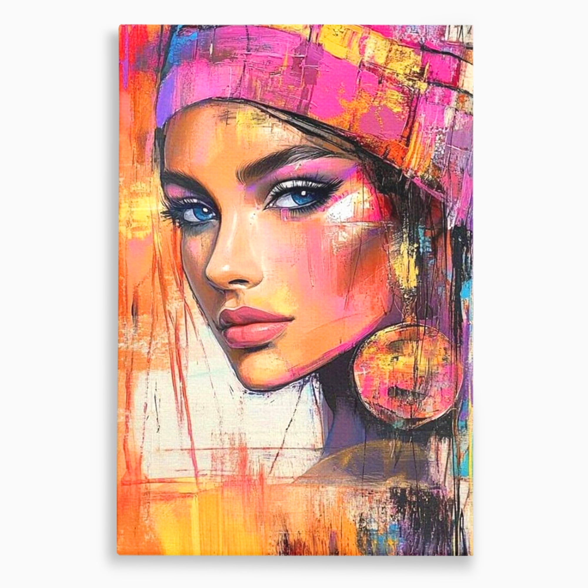 Tablou Canvas Premium LuxCanva® PI1371, Privirea care Vrajeste, Portret, Femeie, Modern, Arta Abstracta, Culori Vibrante, Living, Dormitor