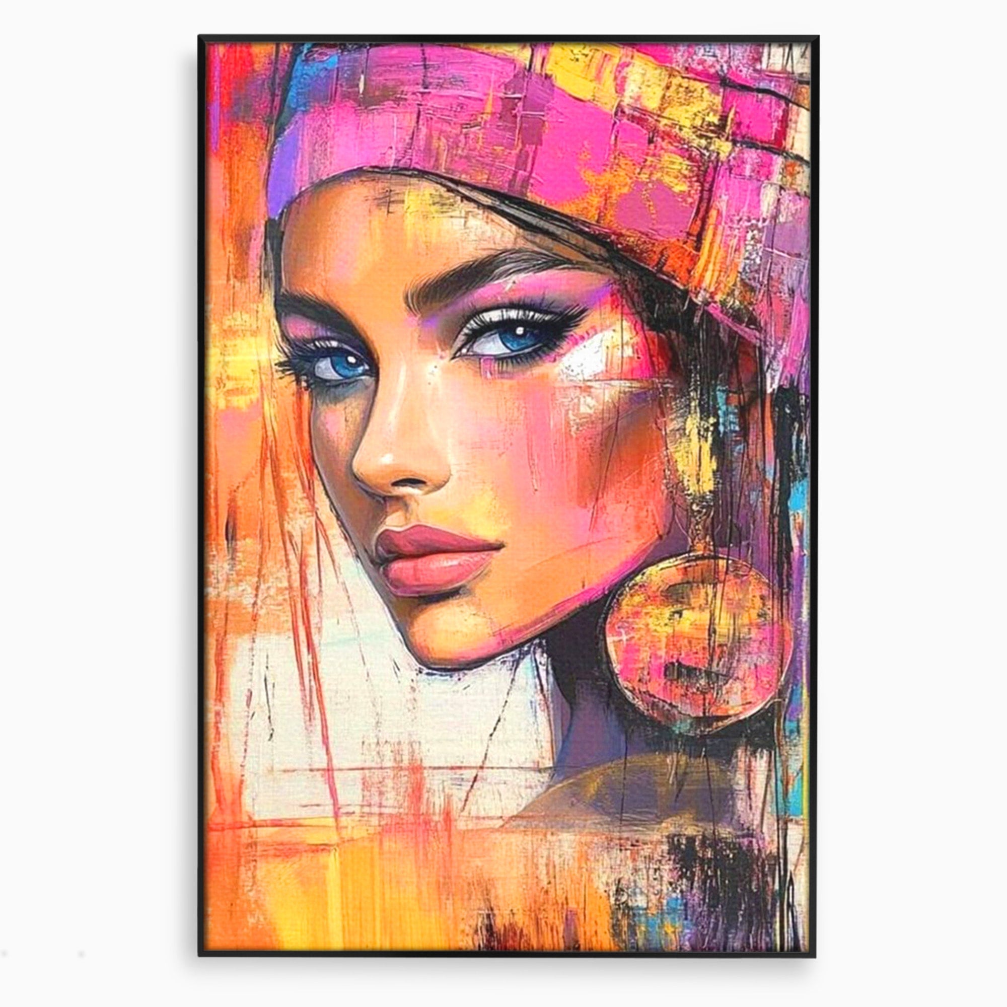Tablou Canvas Premium LuxCanva® PI1371, Privirea care Vrajeste, Portret, Femeie, Modern, Arta Abstracta, Culori Vibrante, Living, Dormitor