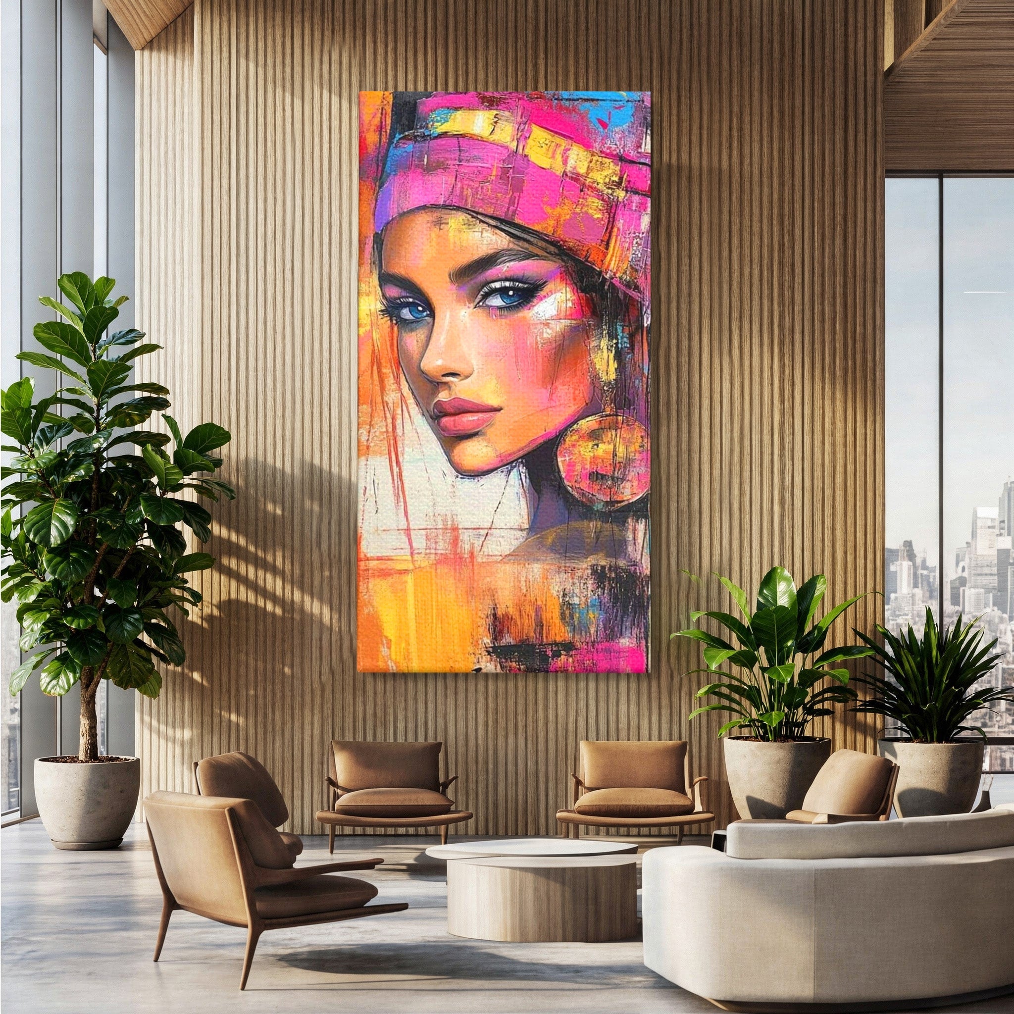 Tablou Canvas Premium LuxCanva® PI1371, Privirea care Vrajeste, Portret, Femeie, Modern, Arta Abstracta, Culori Vibrante, Living, Dormitor