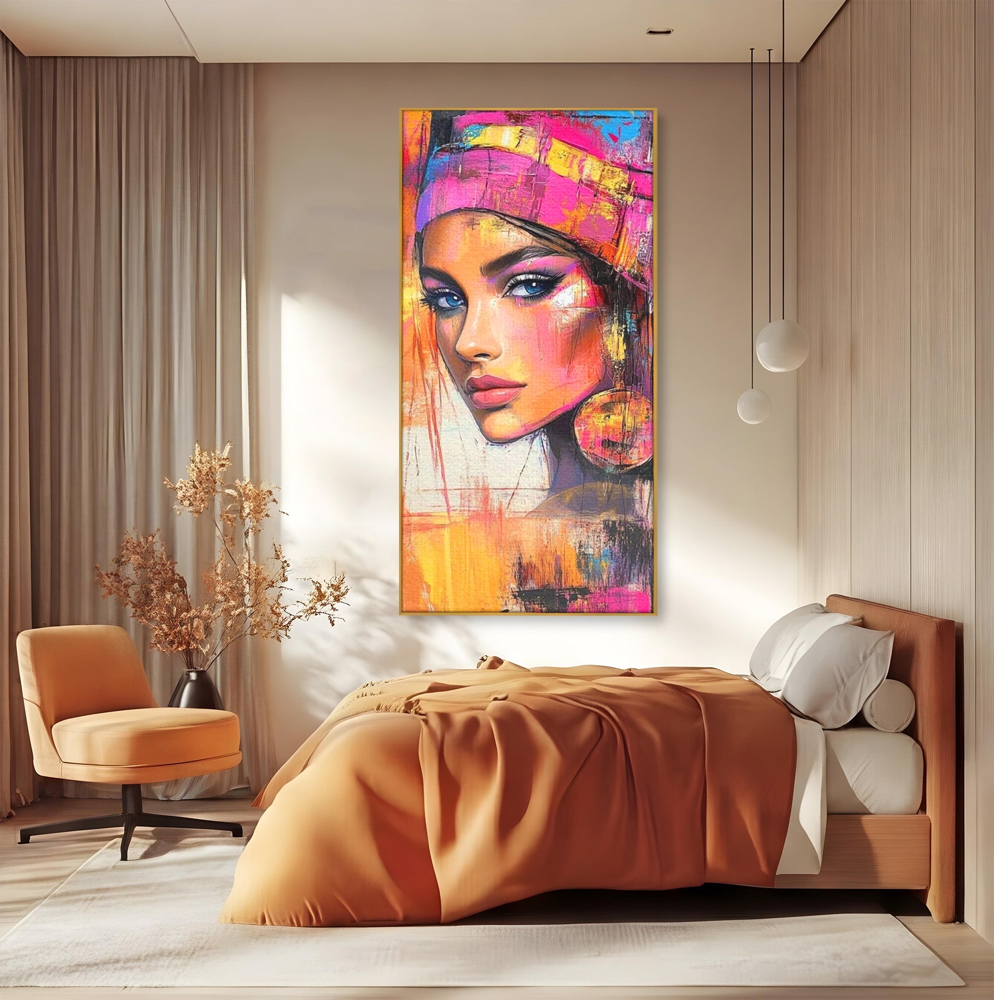 Tablou Canvas Premium LuxCanva® PI1371, Privirea care Vrajeste, Portret, Femeie, Modern, Arta Abstracta, Culori Vibrante, Living, Dormitor