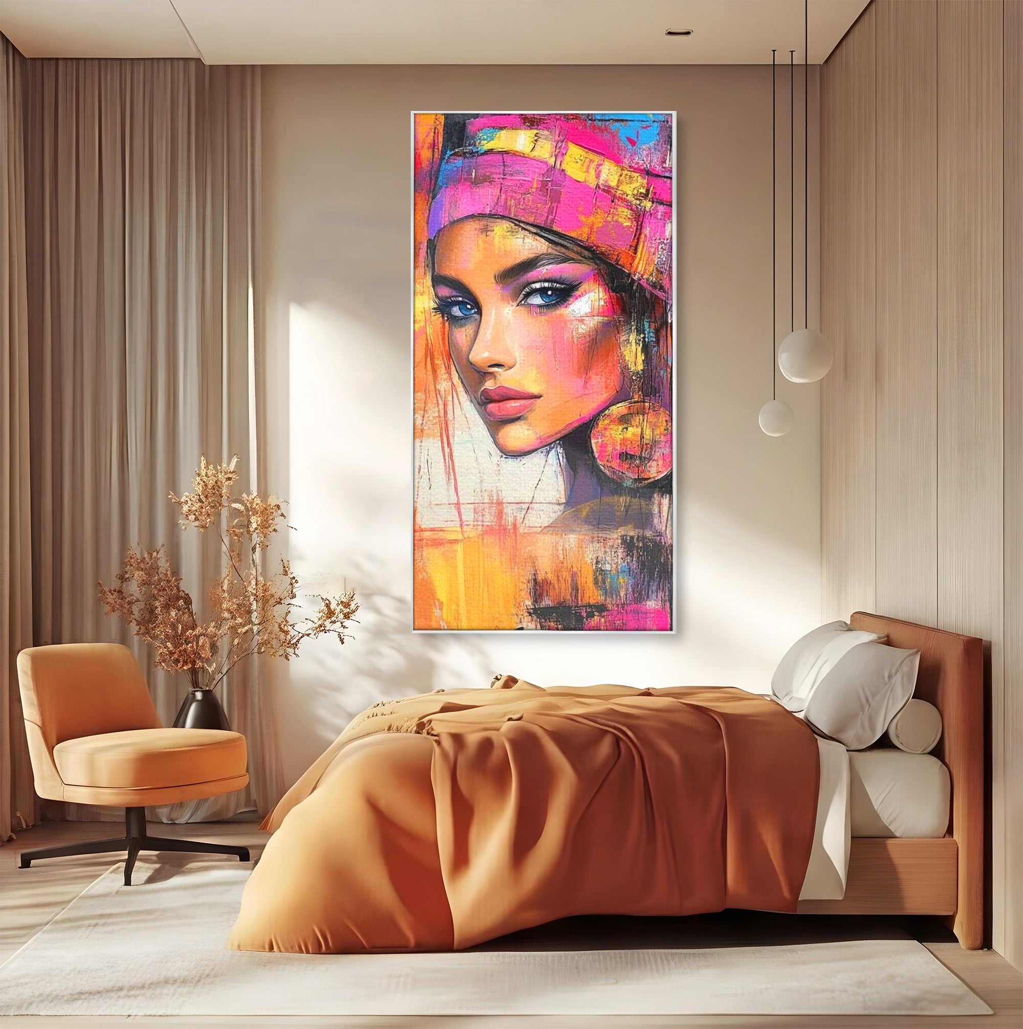 Tablou Canvas Premium LuxCanva® PI1371, Privirea care Vrajeste, Portret, Femeie, Modern, Arta Abstracta, Culori Vibrante, Living, Dormitor