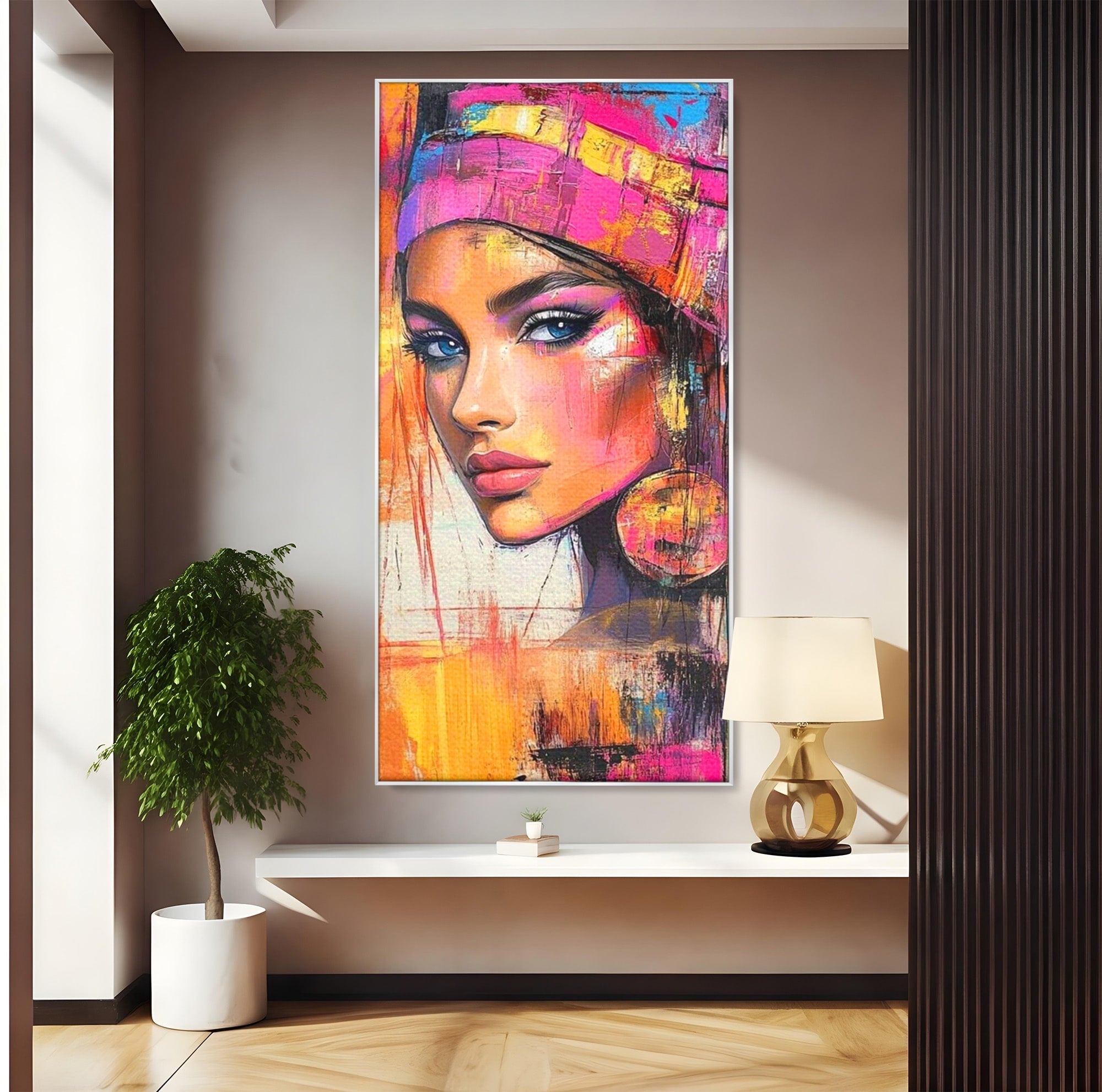 Tablou Canvas Premium LuxCanva® PI1371, Privirea care Vrajeste, Portret, Femeie, Modern, Arta Abstracta, Culori Vibrante, Living, Dormitor
