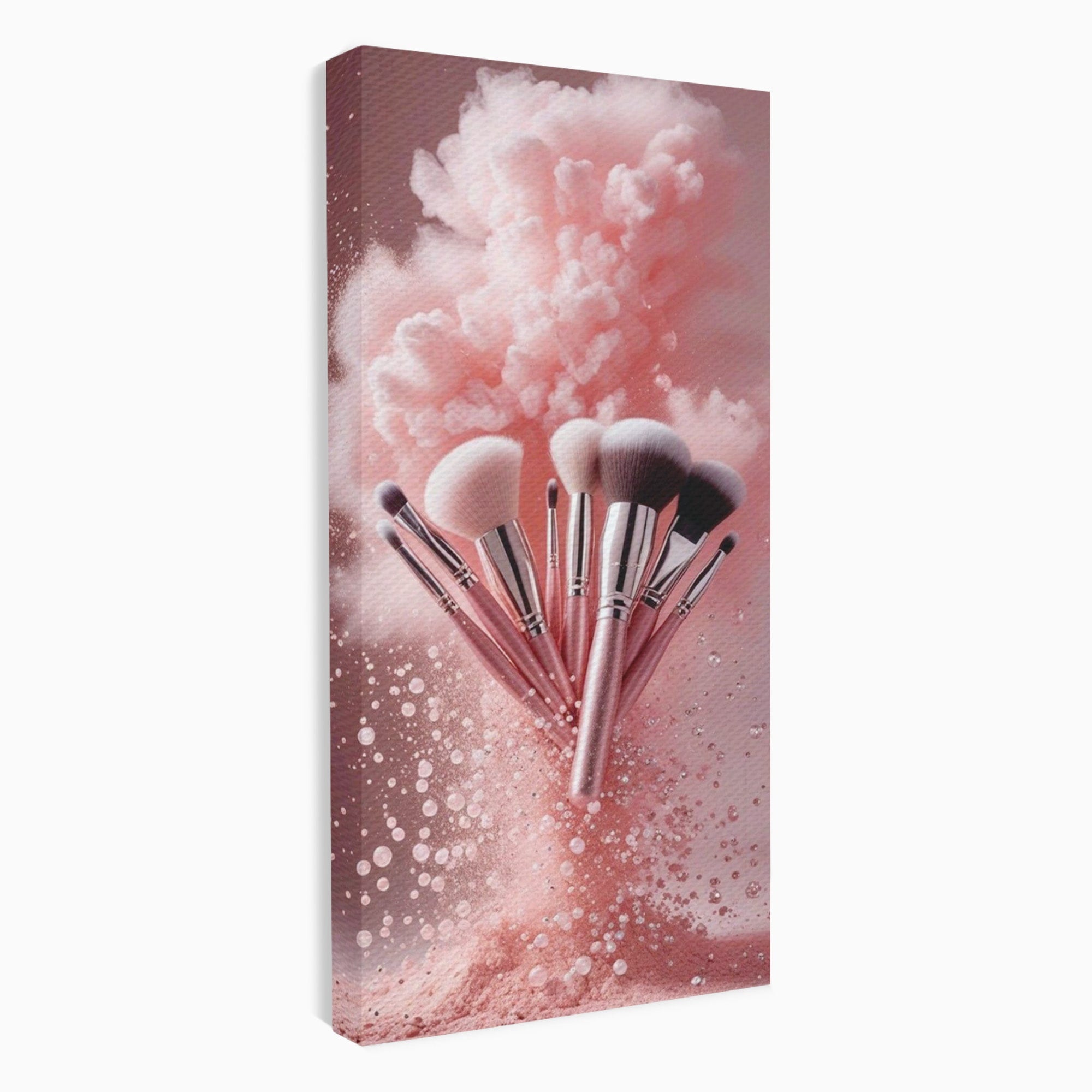 Tablou Canvas Premium LuxCanva® PI1373, Explozie De Pensule, Roz, Machiaj, Eleganta, Stil, Culori Vibrante, Salon