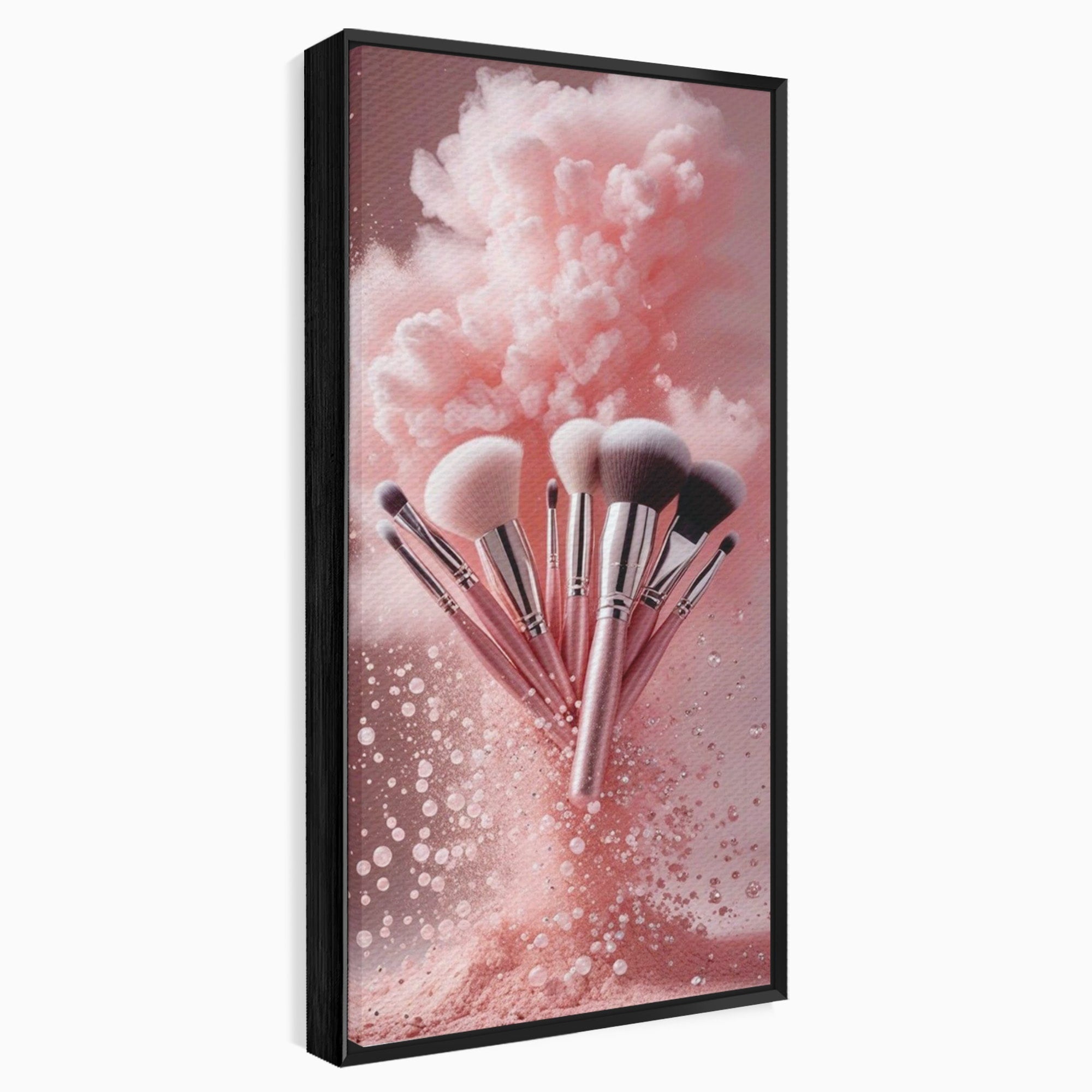 Tablou Canvas Premium LuxCanva® PI1373, Explozie De Pensule, Roz, Machiaj, Eleganta, Stil, Culori Vibrante, Salon