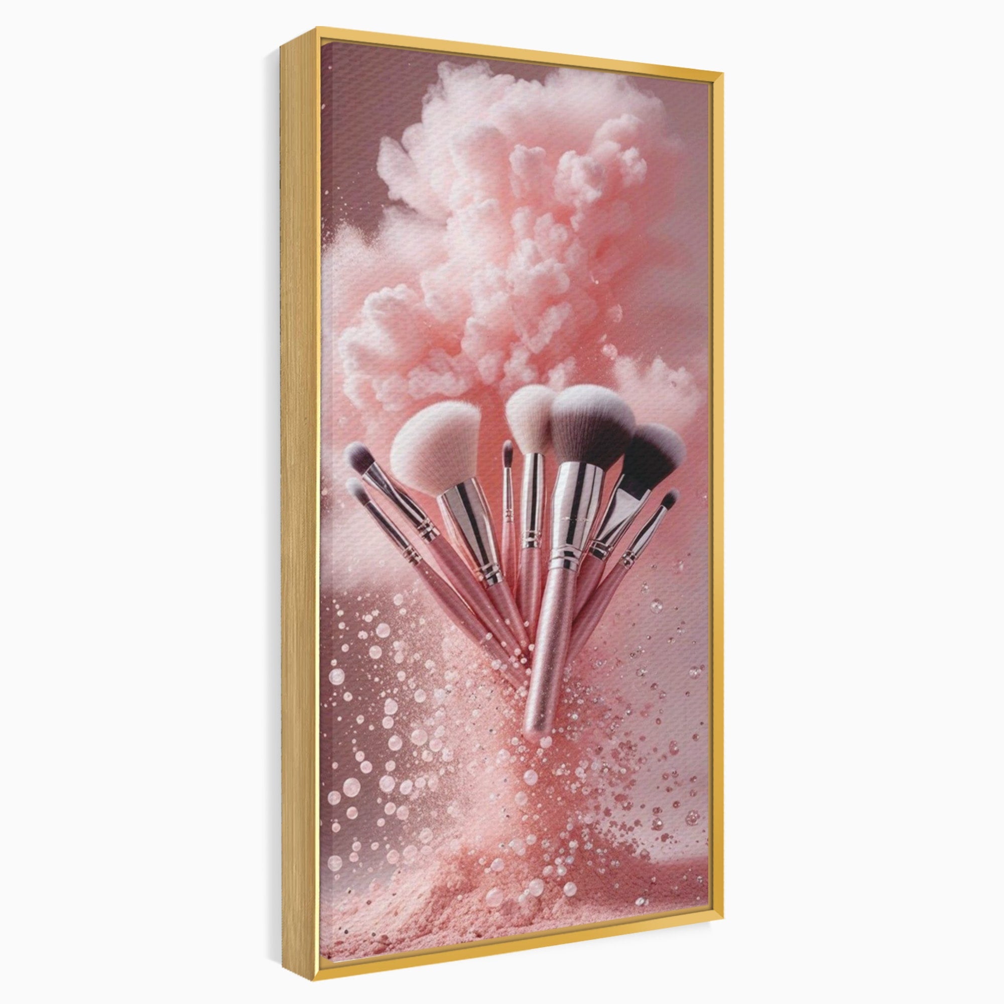 Tablou Canvas Premium LuxCanva® PI1373, Explozie De Pensule, Roz, Machiaj, Eleganta, Stil, Culori Vibrante, Salon