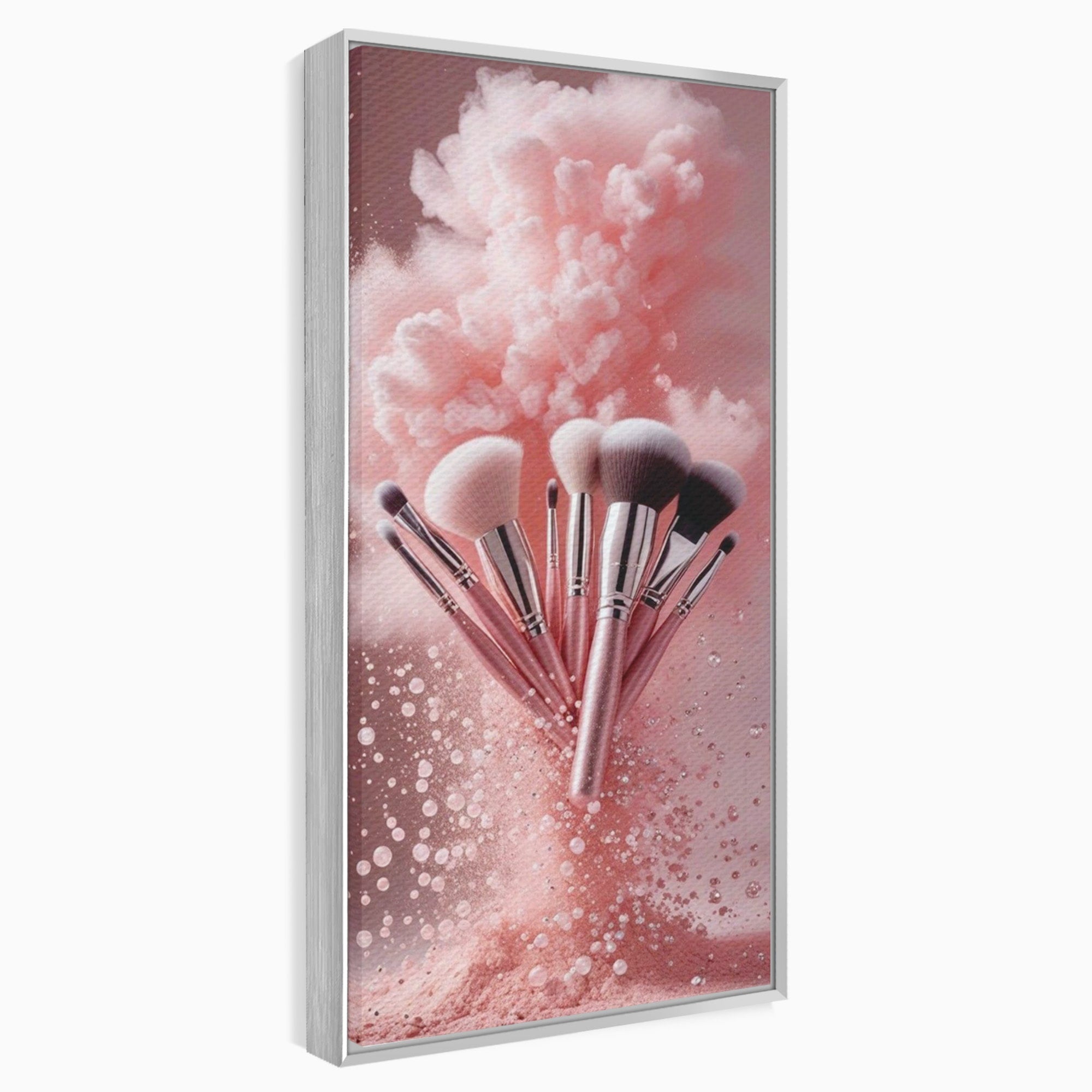 Tablou Canvas Premium LuxCanva® PI1373, Explozie De Pensule, Roz, Machiaj, Eleganta, Stil, Culori Vibrante, Salon