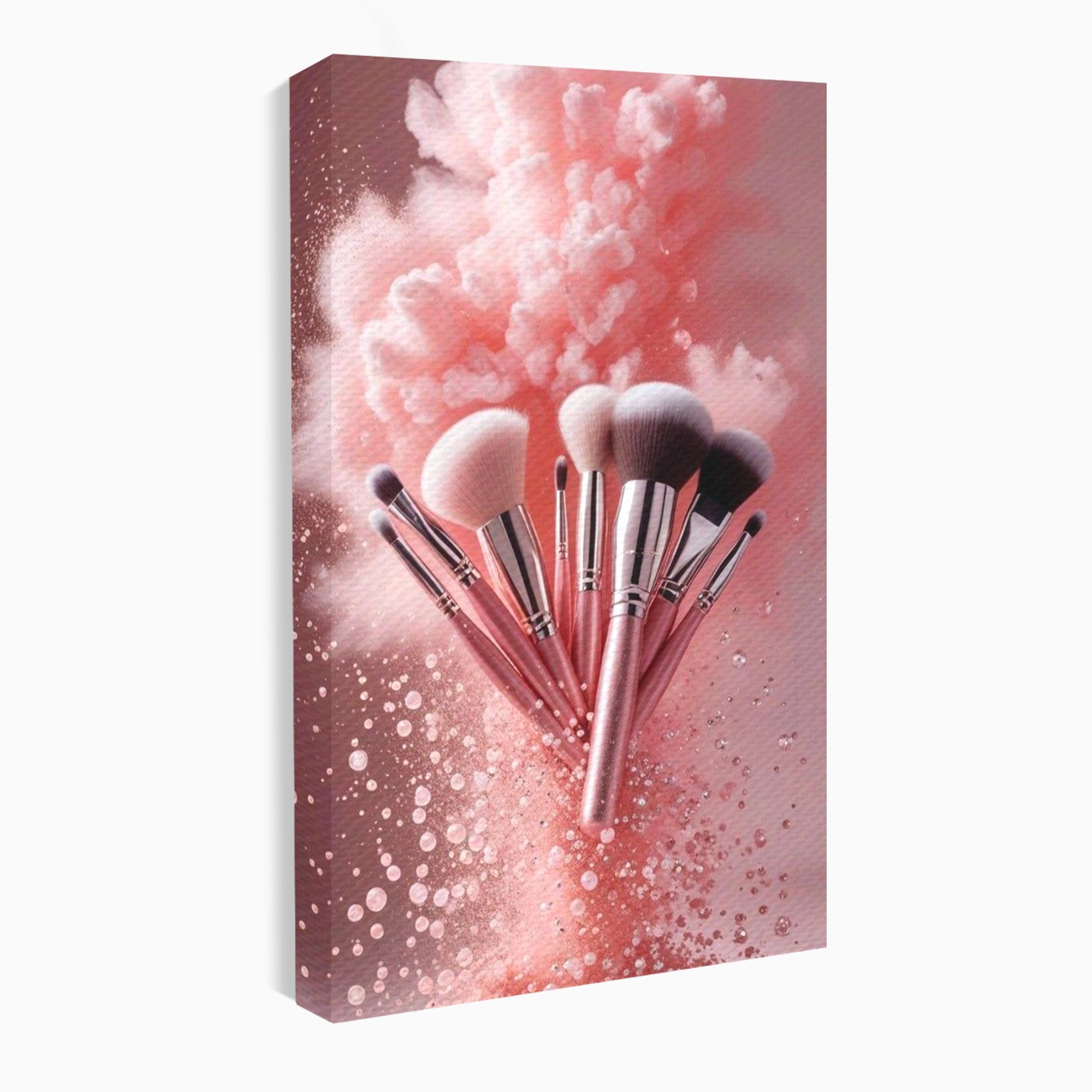 Tablou Canvas Premium LuxCanva® PI1373, Explozie De Pensule, Roz, Machiaj, Eleganta, Stil, Culori Vibrante, Salon