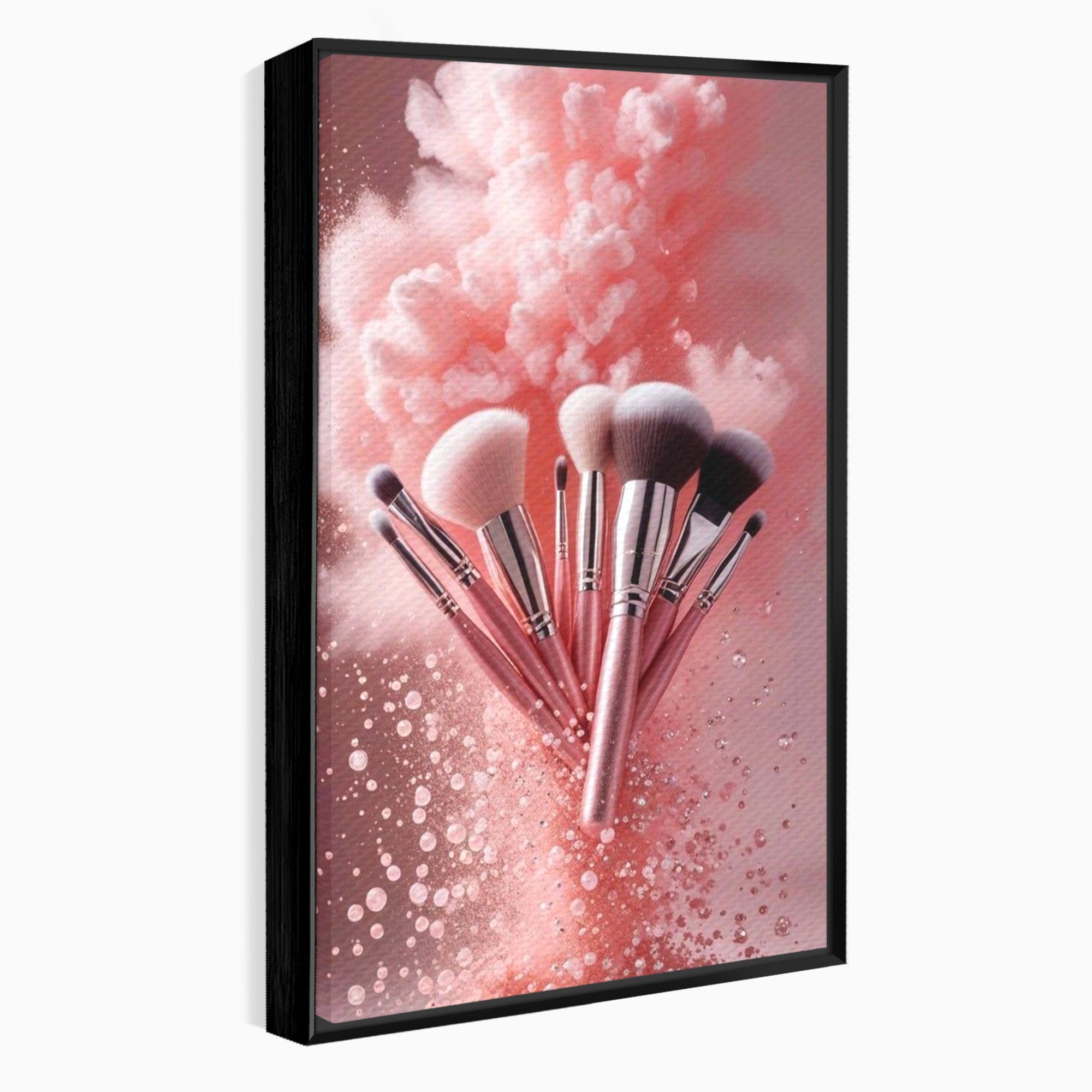 Tablou Canvas Premium LuxCanva® PI1373, Explozie De Pensule, Roz, Machiaj, Eleganta, Stil, Culori Vibrante, Salon