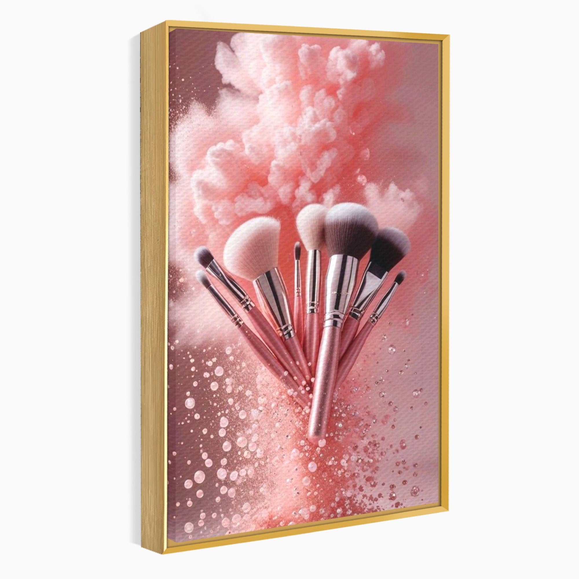 Tablou Canvas Premium LuxCanva® PI1373, Explozie De Pensule, Roz, Machiaj, Eleganta, Stil, Culori Vibrante, Salon
