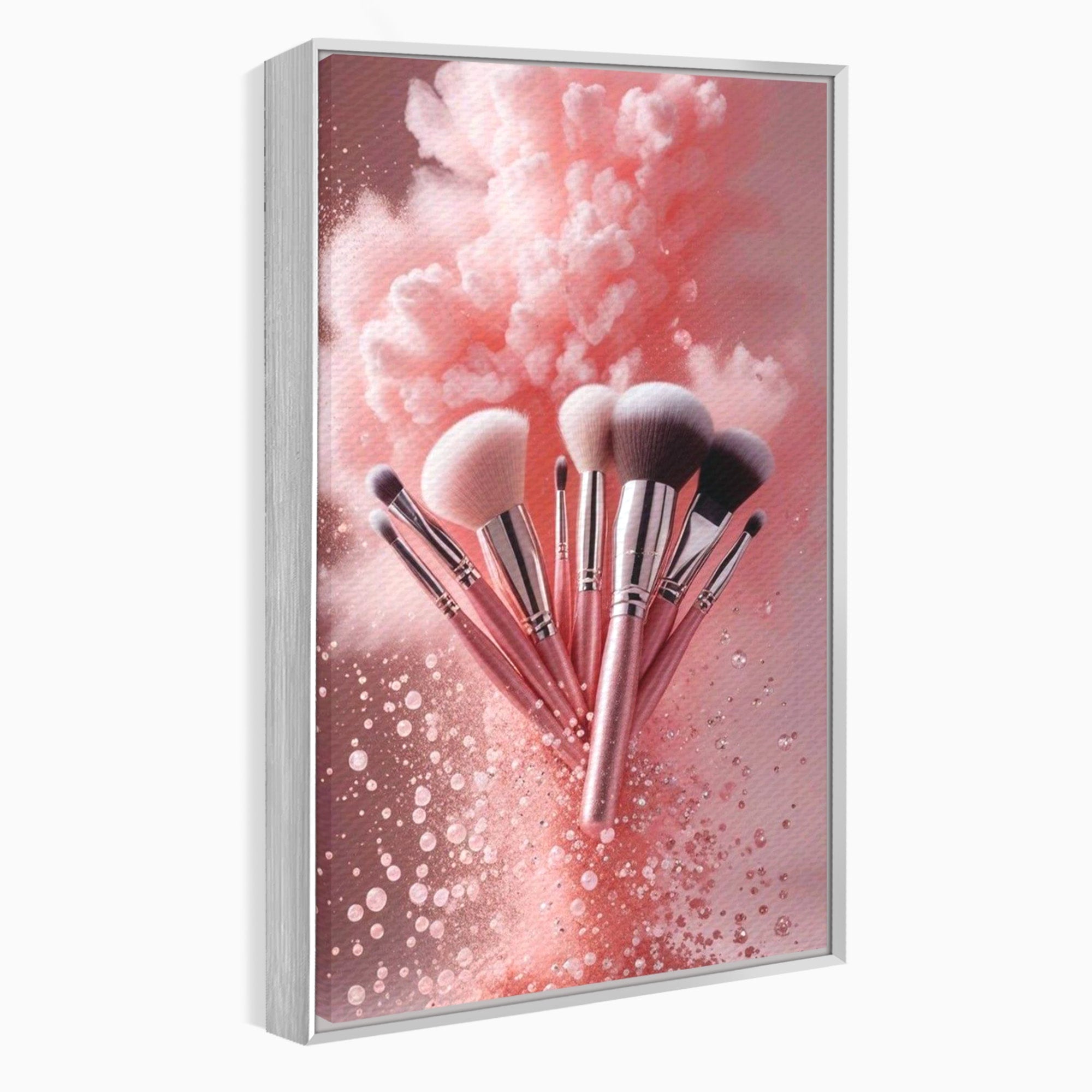 Tablou Canvas Premium LuxCanva® PI1373, Explozie De Pensule, Roz, Machiaj, Eleganta, Stil, Culori Vibrante, Salon