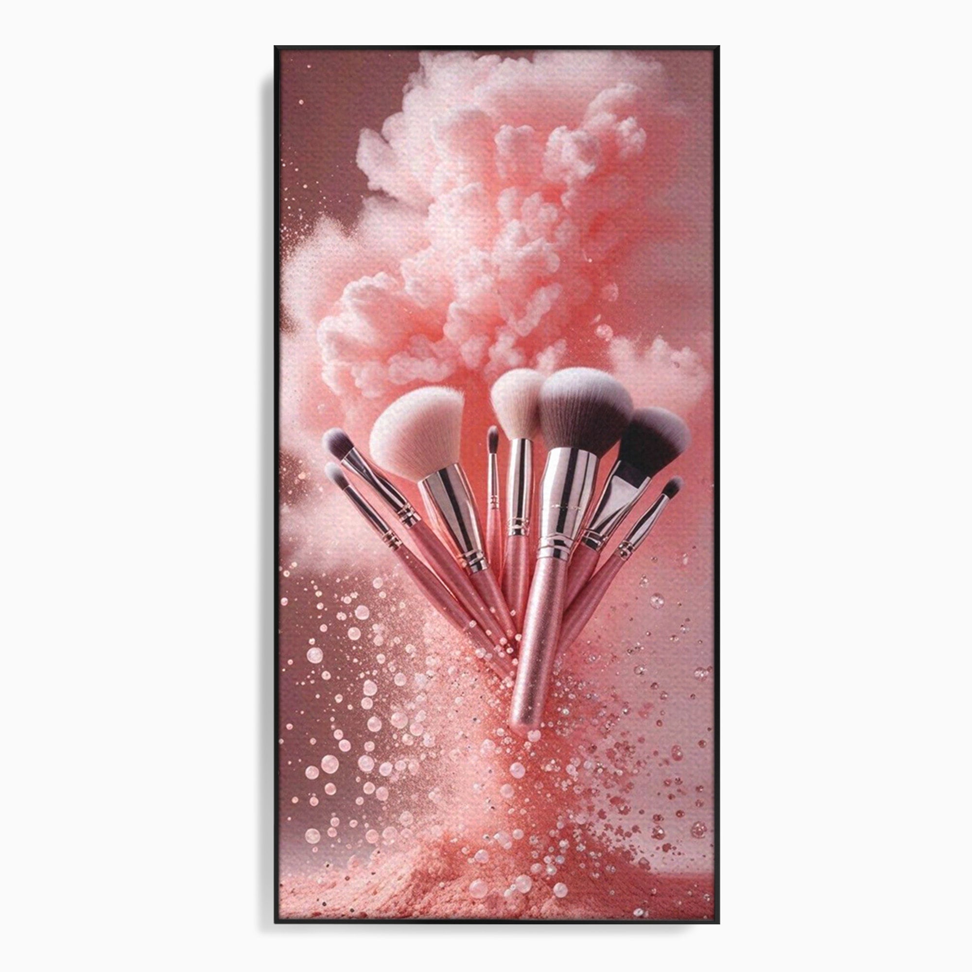 Tablou Canvas Premium LuxCanva® PI1373, Explozie De Pensule, Roz, Machiaj, Eleganta, Stil, Culori Vibrante, Salon