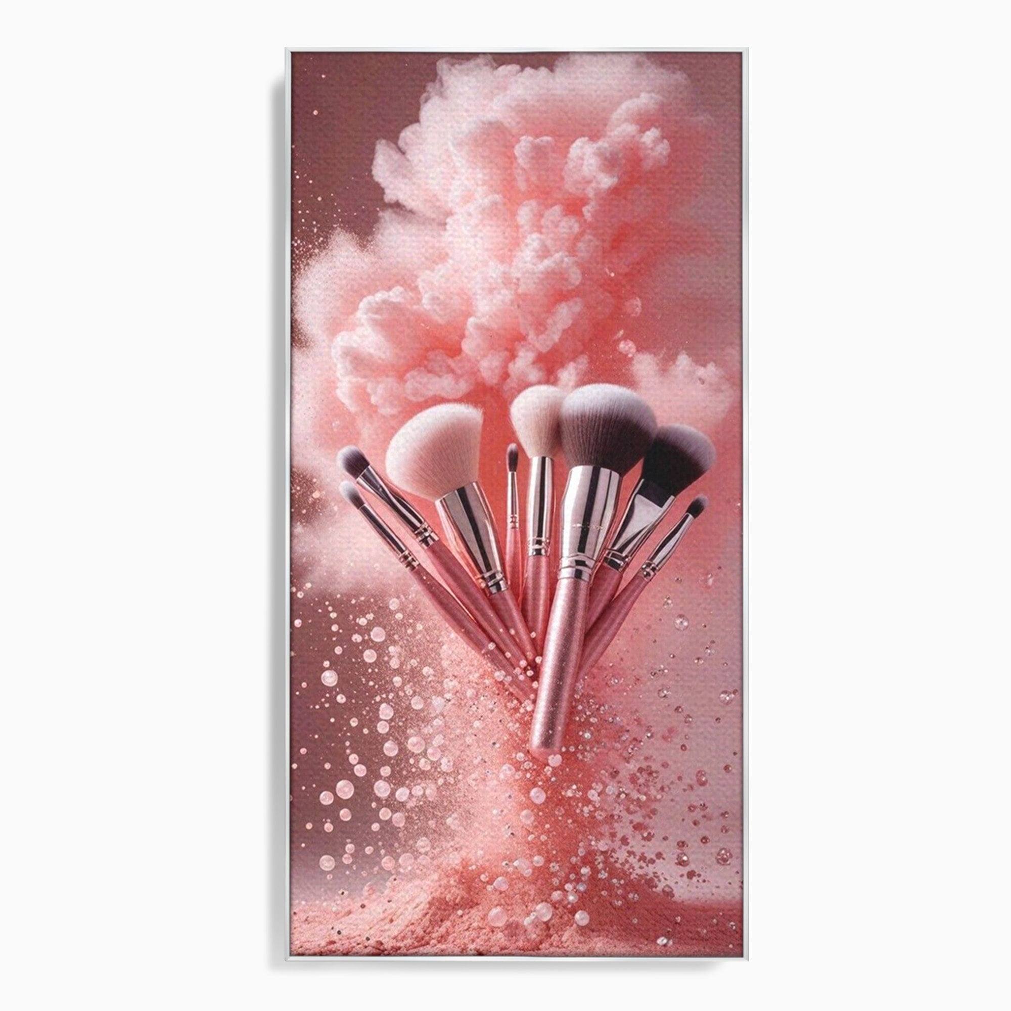 Tablou Canvas Premium LuxCanva® PI1373, Explozie De Pensule, Roz, Machiaj, Eleganta, Stil, Culori Vibrante, Salon