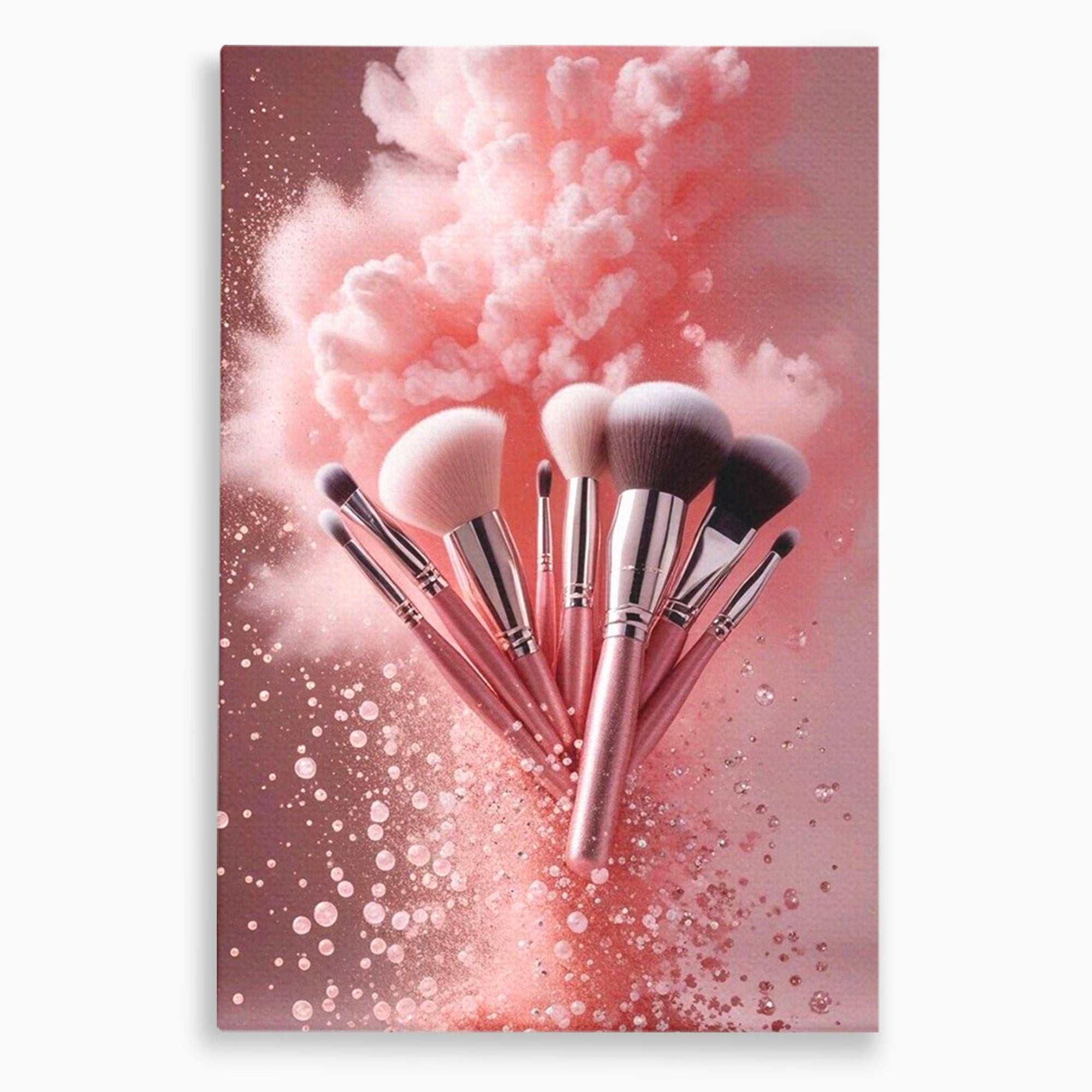 Tablou Canvas Premium LuxCanva® PI1373, Explozie De Pensule, Roz, Machiaj, Eleganta, Stil, Culori Vibrante, Salon