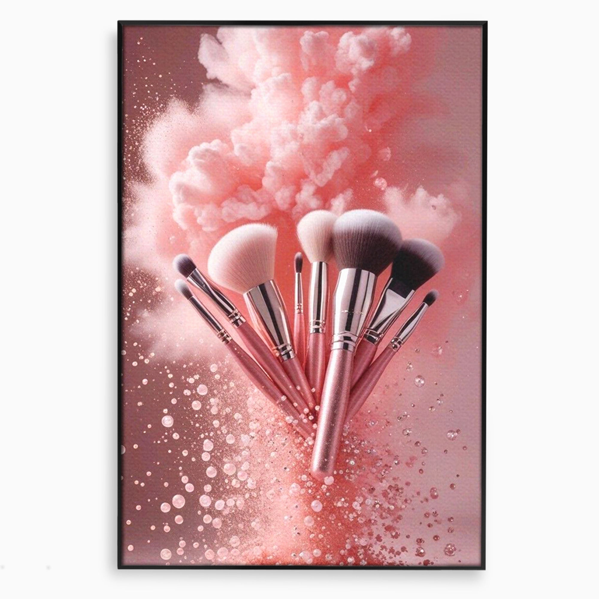 Tablou Canvas Premium LuxCanva® PI1373, Explozie De Pensule, Roz, Machiaj, Eleganta, Stil, Culori Vibrante, Salon