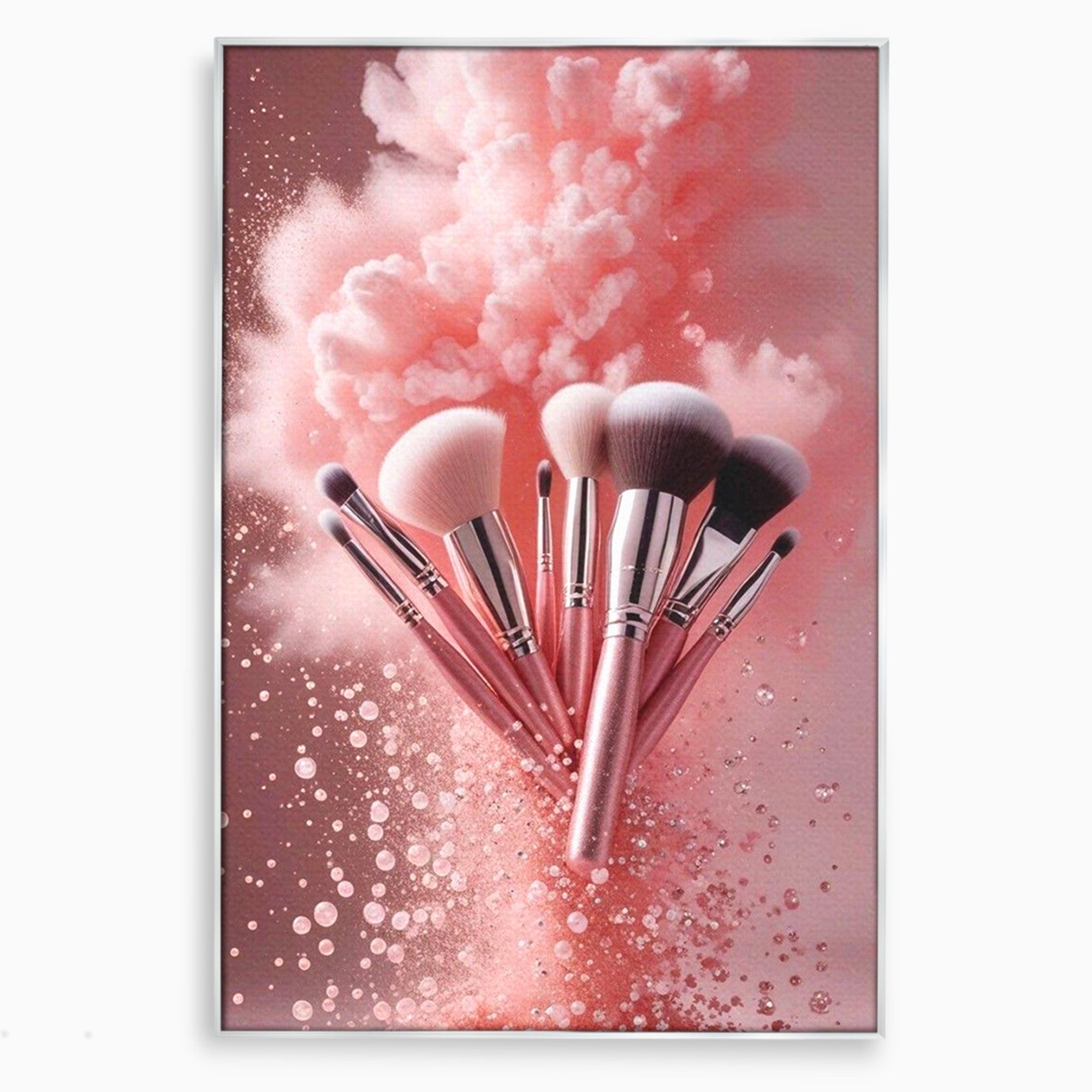 Tablou Canvas Premium LuxCanva® PI1373, Explozie De Pensule, Roz, Machiaj, Eleganta, Stil, Culori Vibrante, Salon