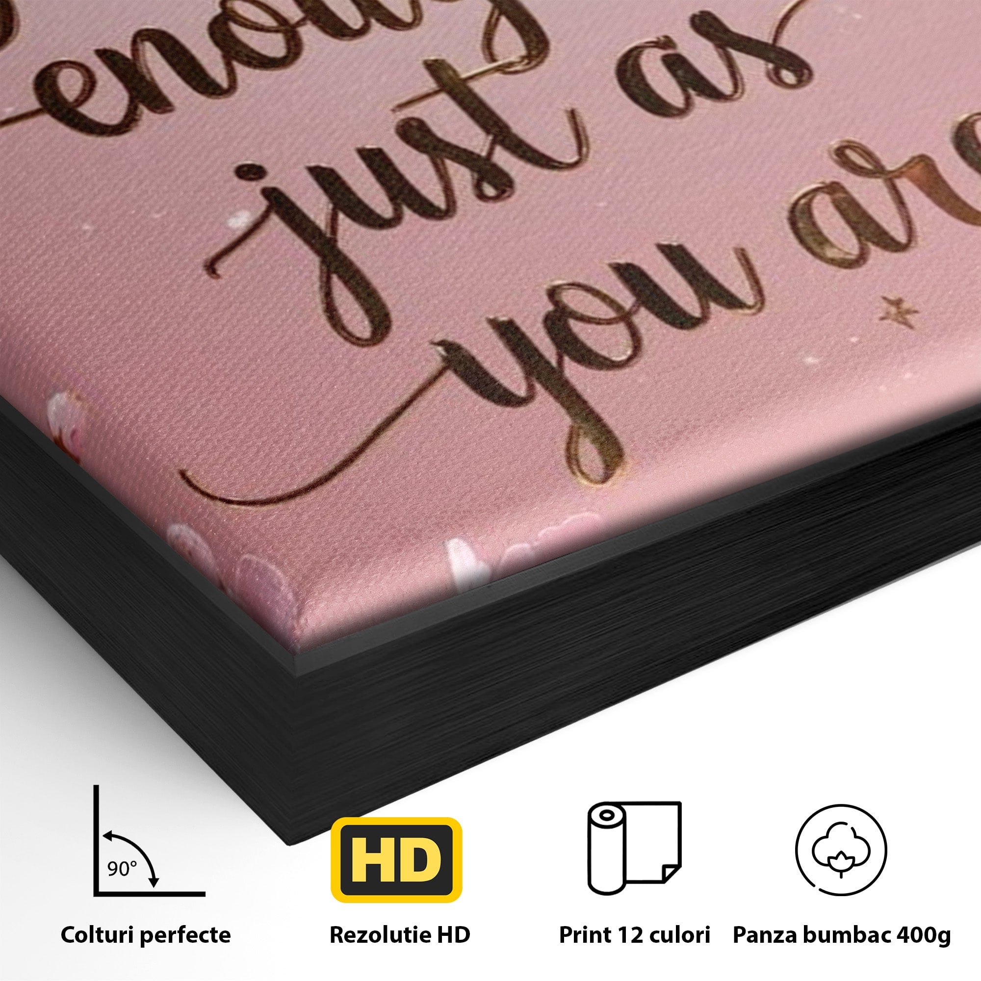 Tablou Canvas Premium LuxCanva® PI1374, Puterea de a fi Tu, Motivational, Flori, Text, Inspirational, Culori Vibrante, Living, Dormitor, Salon