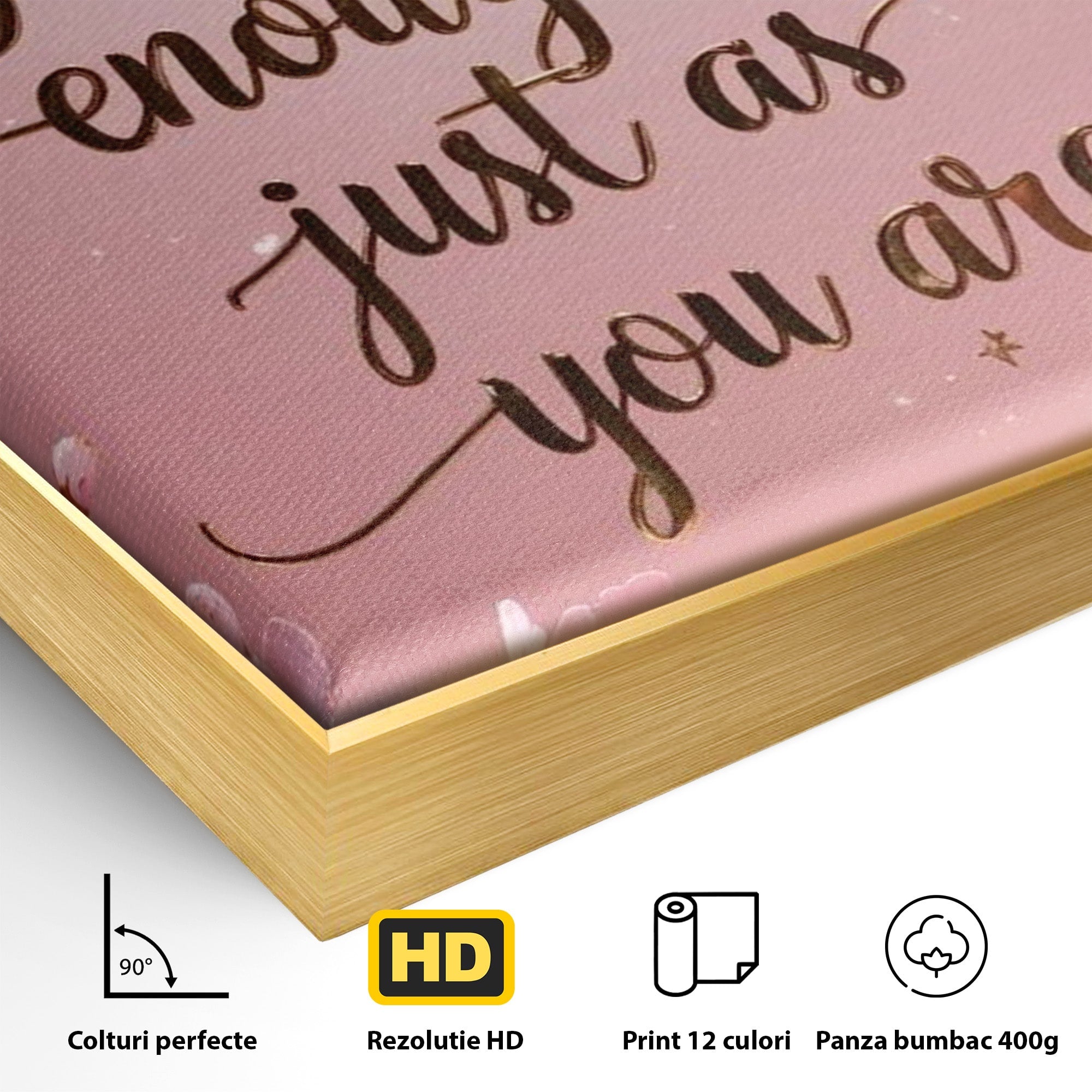 Tablou Canvas Premium LuxCanva® PI1374, Puterea de a fi Tu, Motivational, Flori, Text, Inspirational, Culori Vibrante, Living, Dormitor, Salon