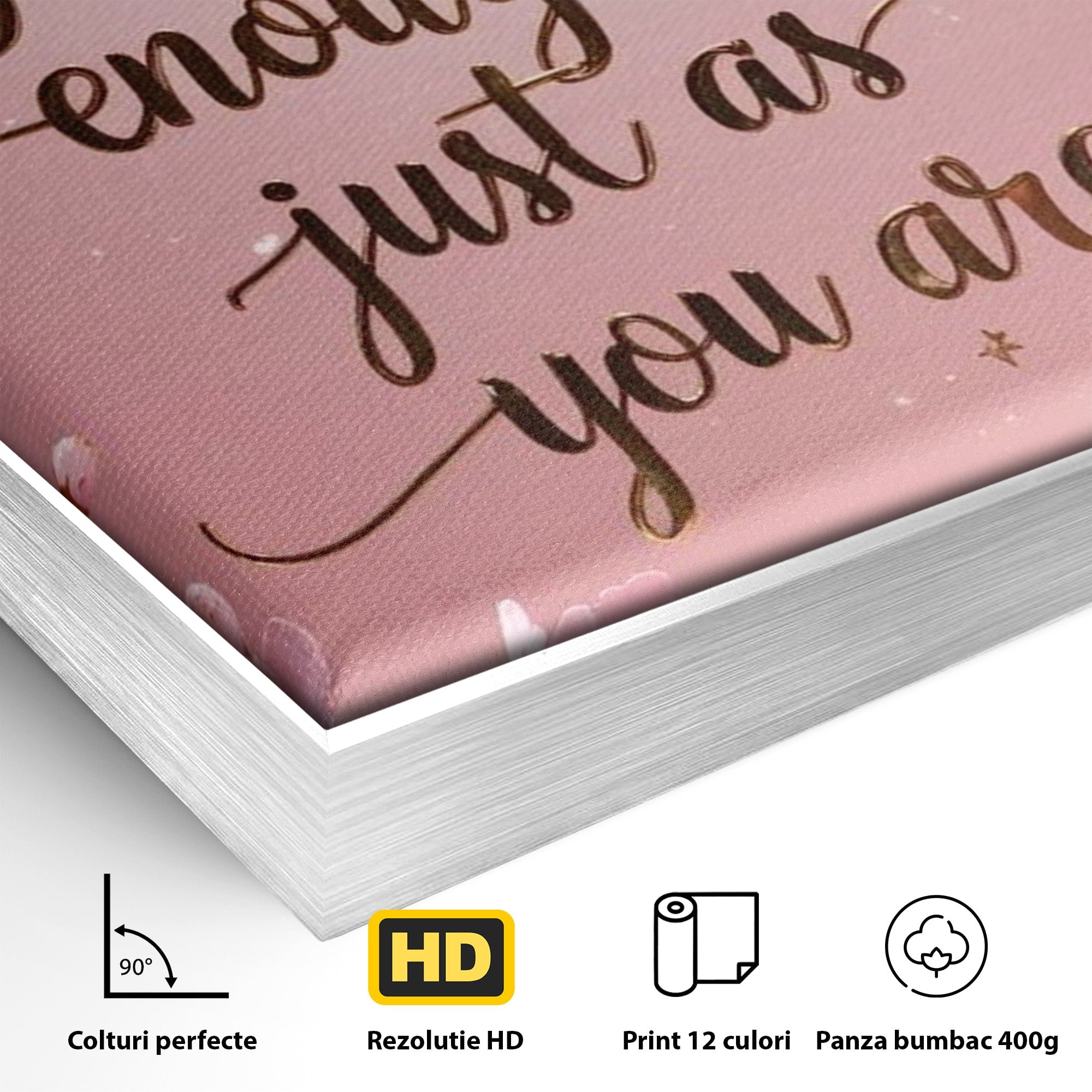 Tablou Canvas Premium LuxCanva® PI1374, Puterea de a fi Tu, Motivational, Flori, Text, Inspirational, Culori Vibrante, Living, Dormitor, Salon