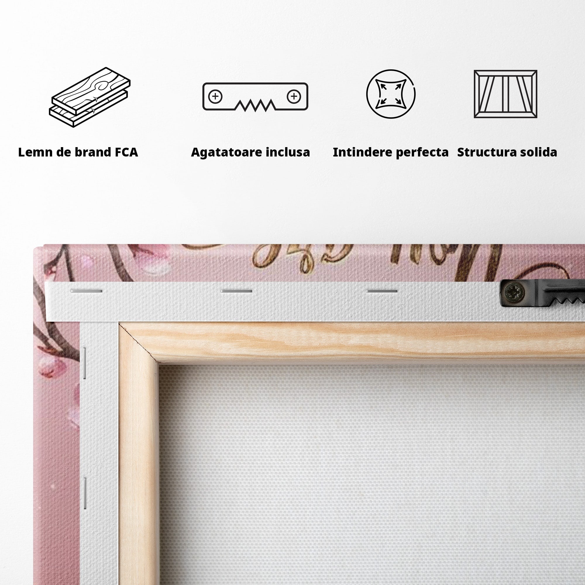 Tablou Canvas Premium LuxCanva® PI1374, Puterea de a fi Tu, Motivational, Flori, Text, Inspirational, Culori Vibrante, Living, Dormitor, Salon