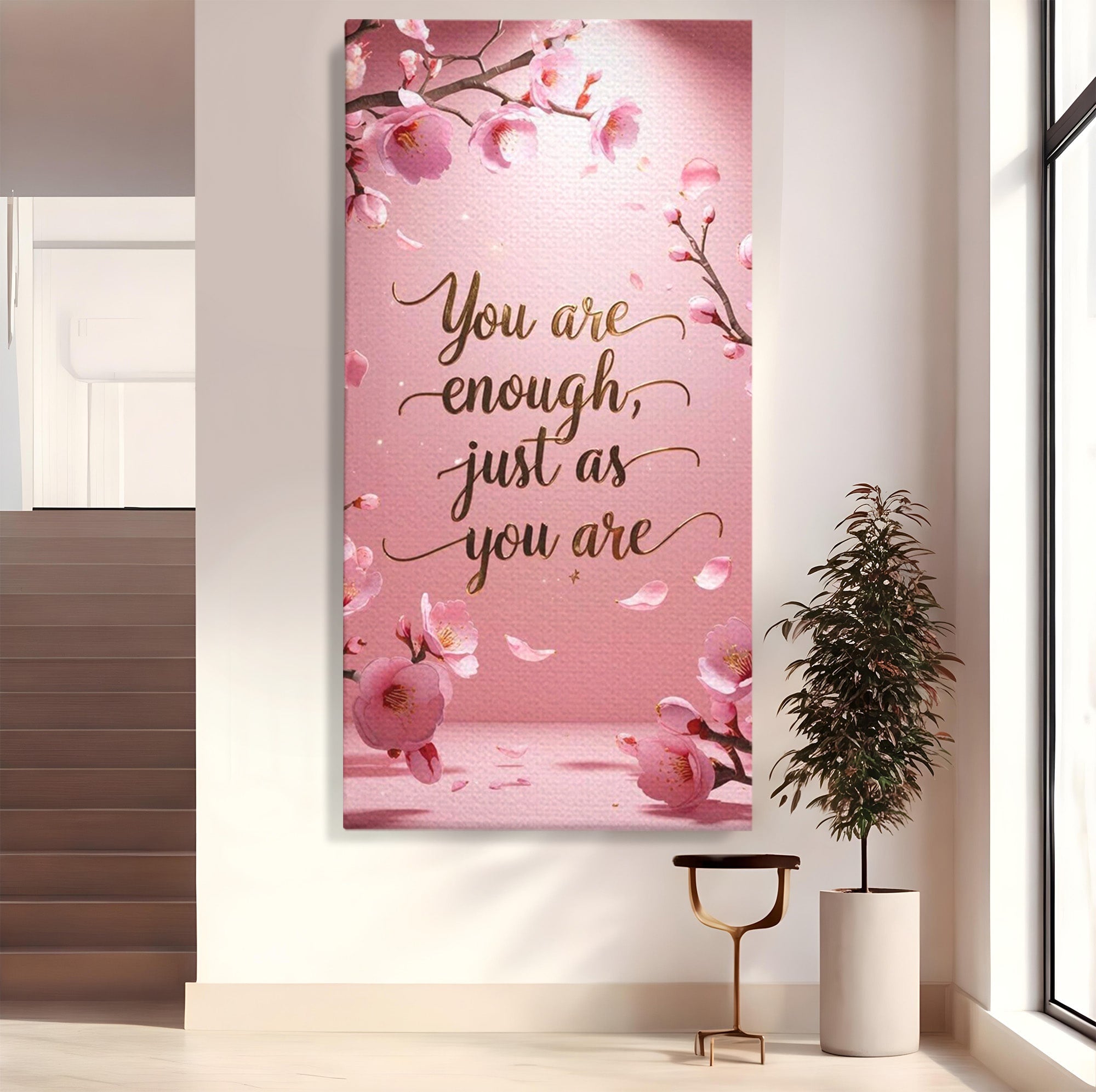 Tablou Canvas Premium LuxCanva® PI1374, Puterea de a fi Tu, Motivational, Flori, Text, Inspirational, Culori Vibrante, Living, Dormitor, Salon