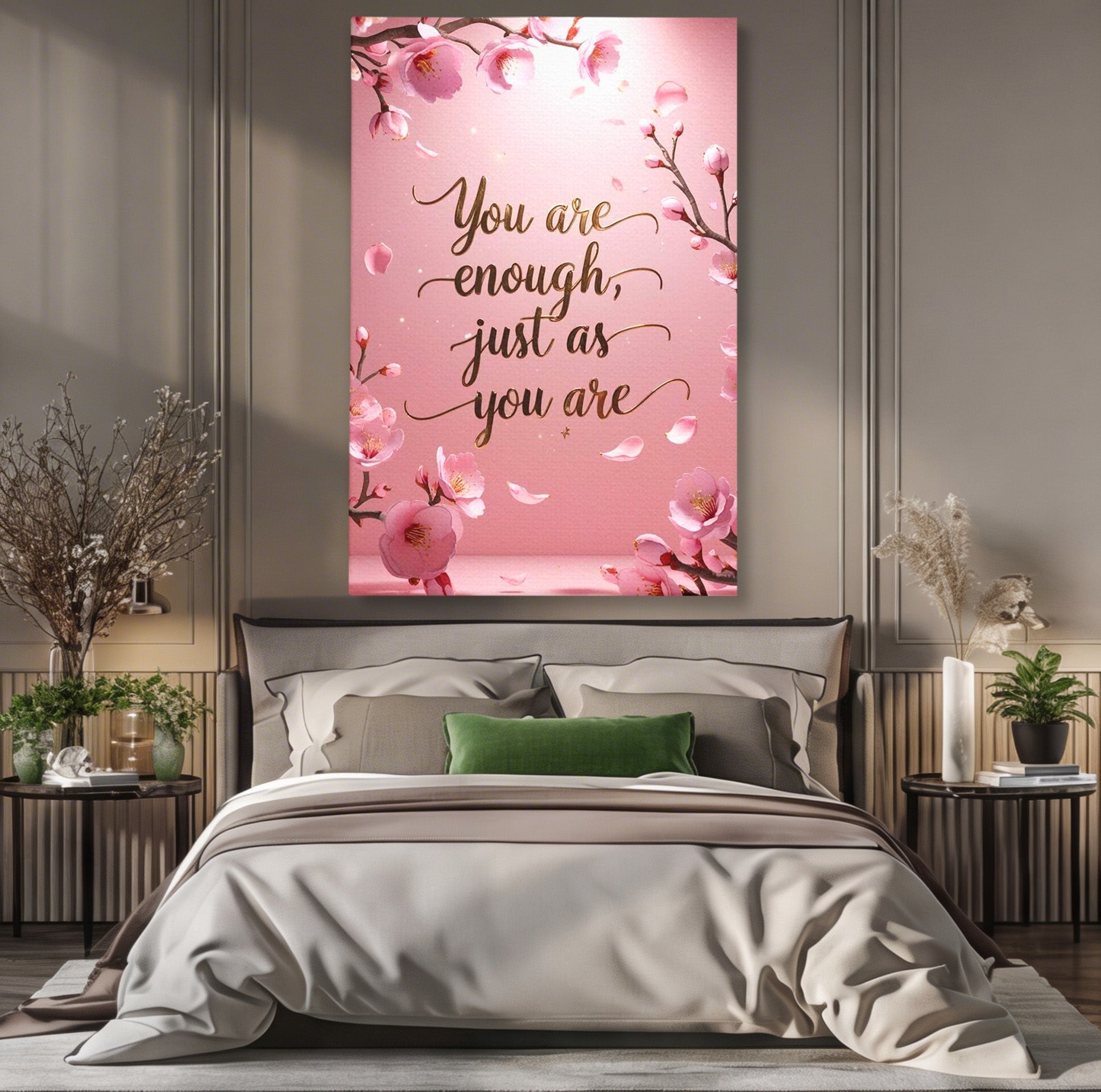 Tablou Canvas Premium LuxCanva® PI1374, Puterea de a fi Tu, Motivational, Flori, Text, Inspirational, Culori Vibrante, Living, Dormitor, Salon