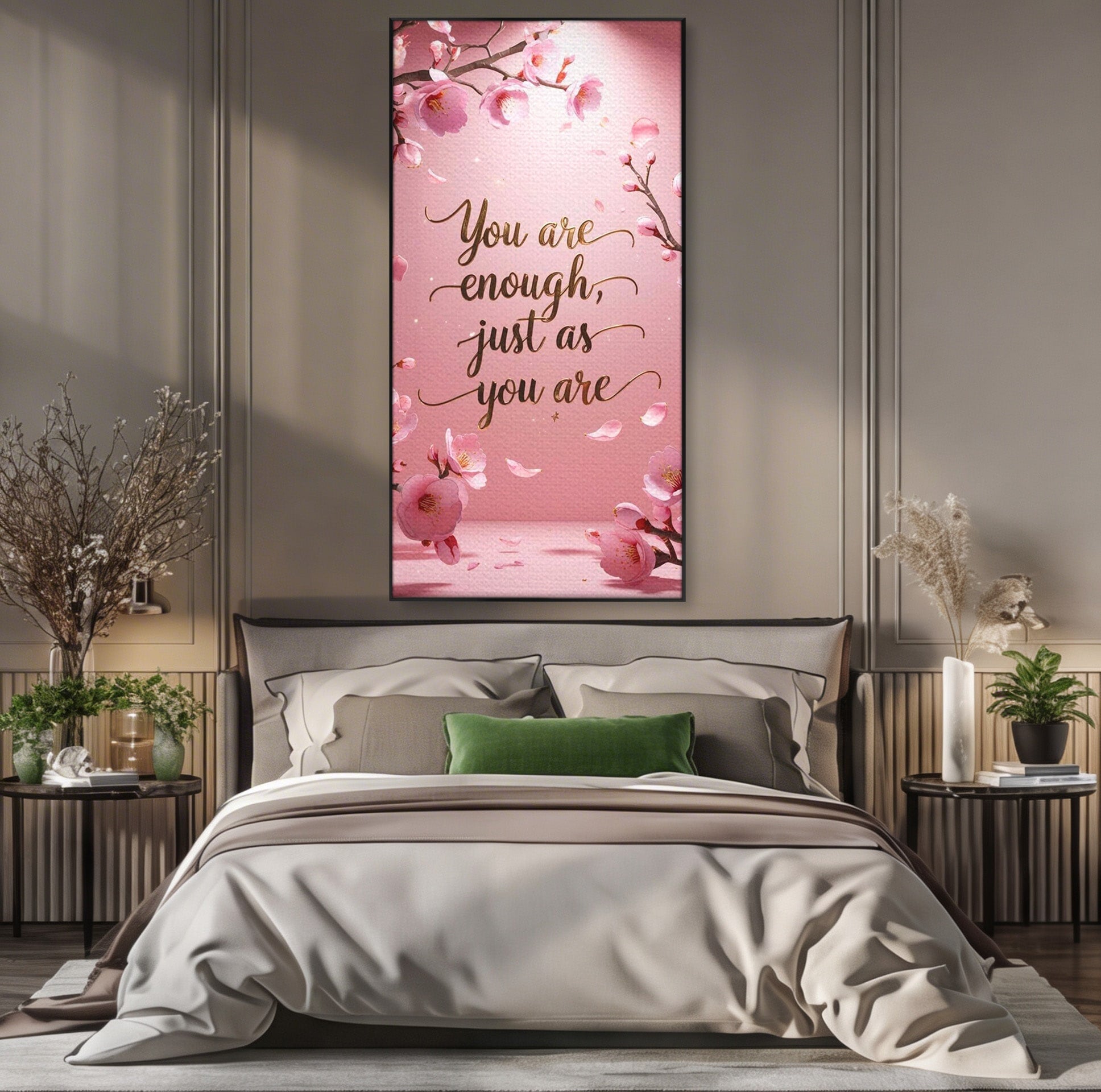 Tablou Canvas Premium LuxCanva® PI1374, Puterea de a fi Tu, Motivational, Flori, Text, Inspirational, Culori Vibrante, Living, Dormitor, Salon