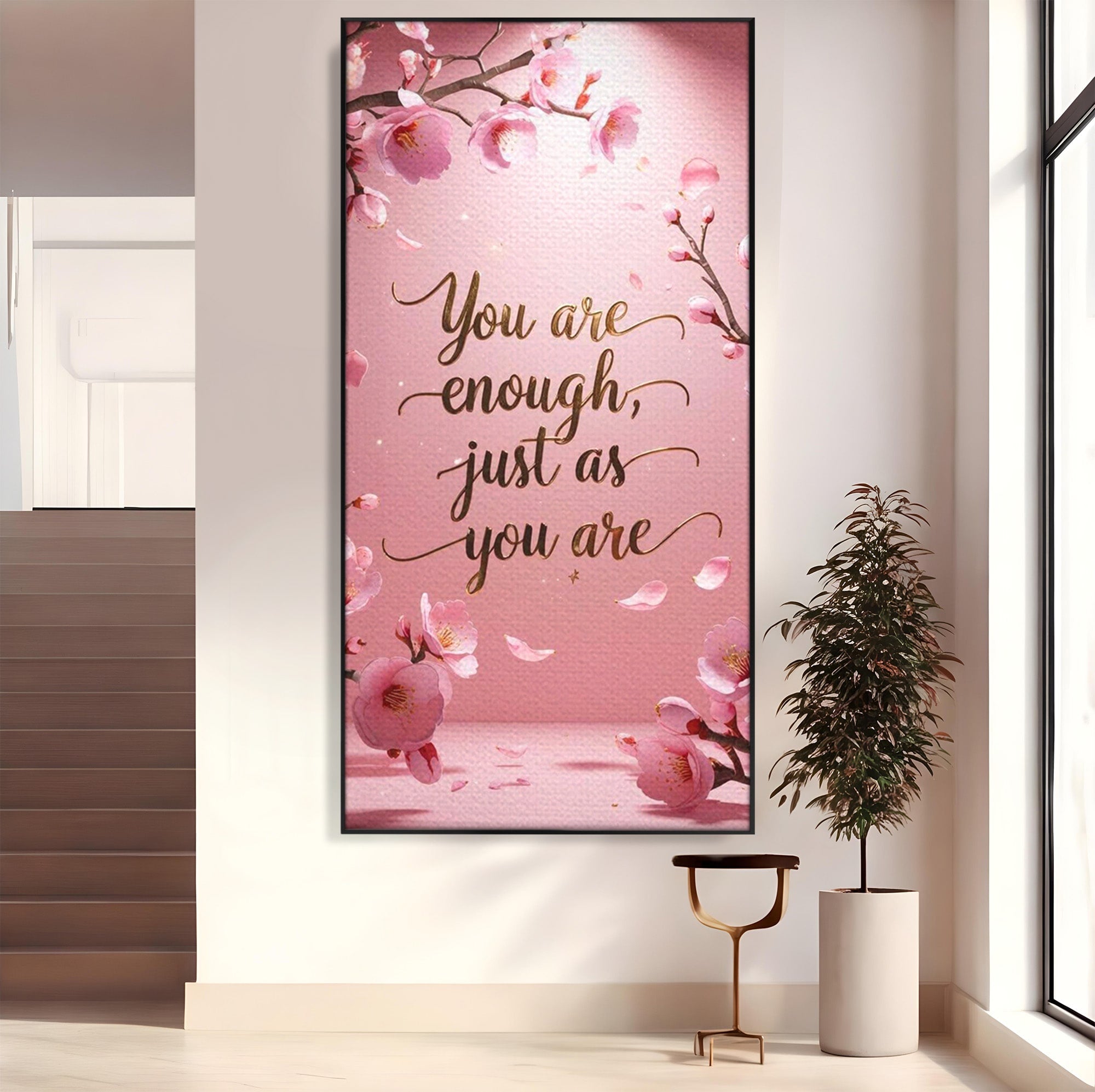 Tablou Canvas Premium LuxCanva® PI1374, Puterea de a fi Tu, Motivational, Flori, Text, Inspirational, Culori Vibrante, Living, Dormitor, Salon