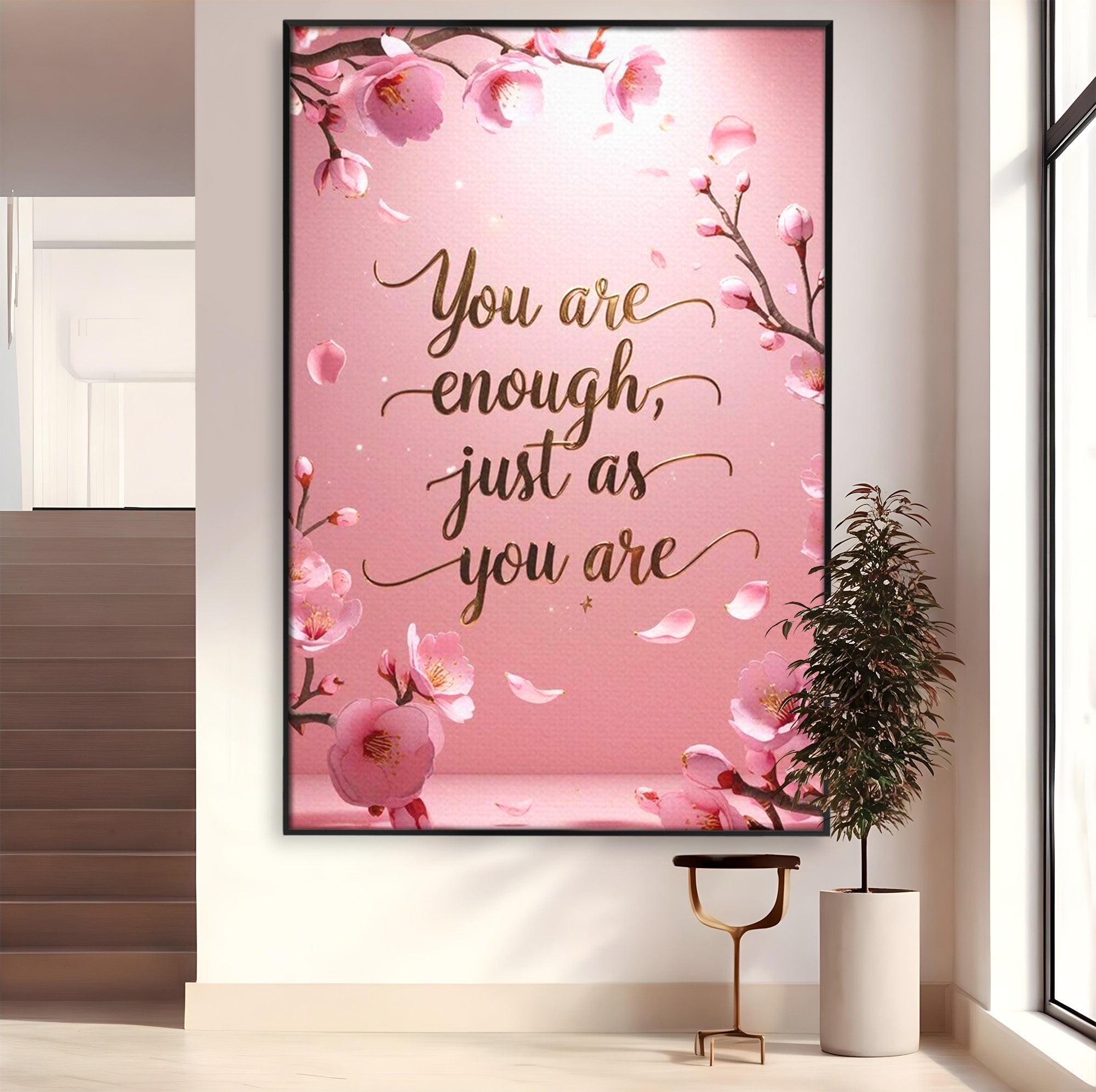 Tablou Canvas Premium LuxCanva® PI1374, Puterea de a fi Tu, Motivational, Flori, Text, Inspirational, Culori Vibrante, Living, Dormitor, Salon