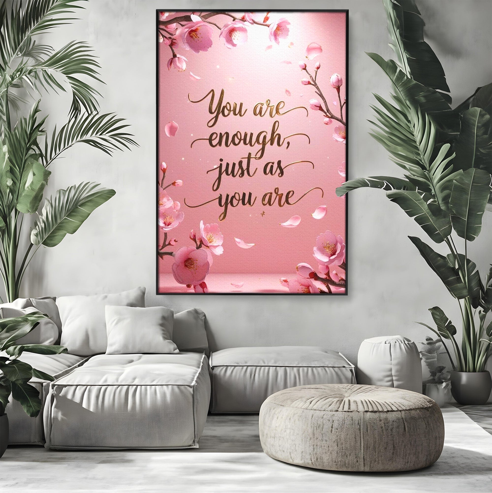 Tablou Canvas Premium LuxCanva® PI1374, Puterea de a fi Tu, Motivational, Flori, Text, Inspirational, Culori Vibrante, Living, Dormitor, Salon
