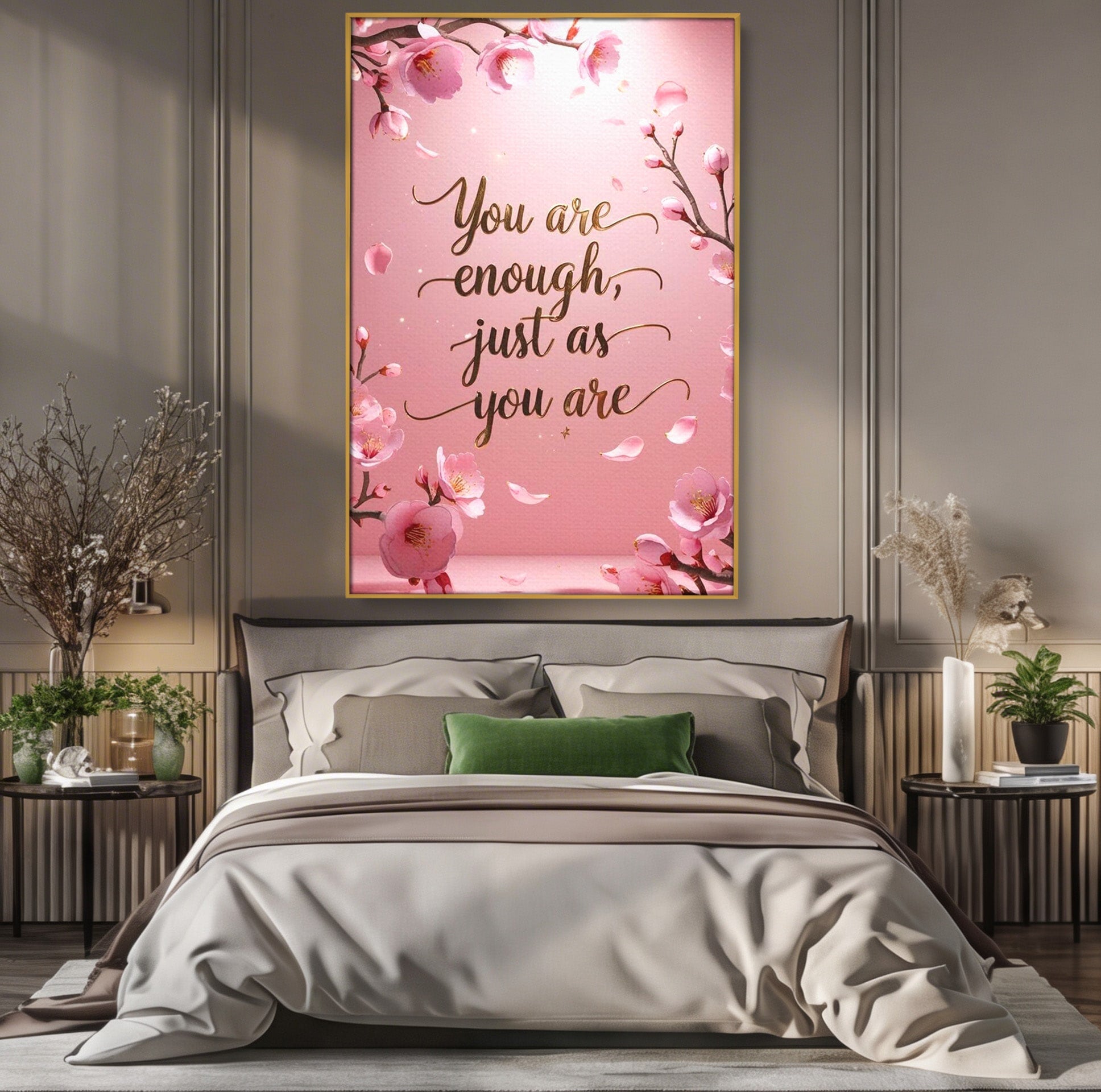 Tablou Canvas Premium LuxCanva® PI1374, Puterea de a fi Tu, Motivational, Flori, Text, Inspirational, Culori Vibrante, Living, Dormitor, Salon