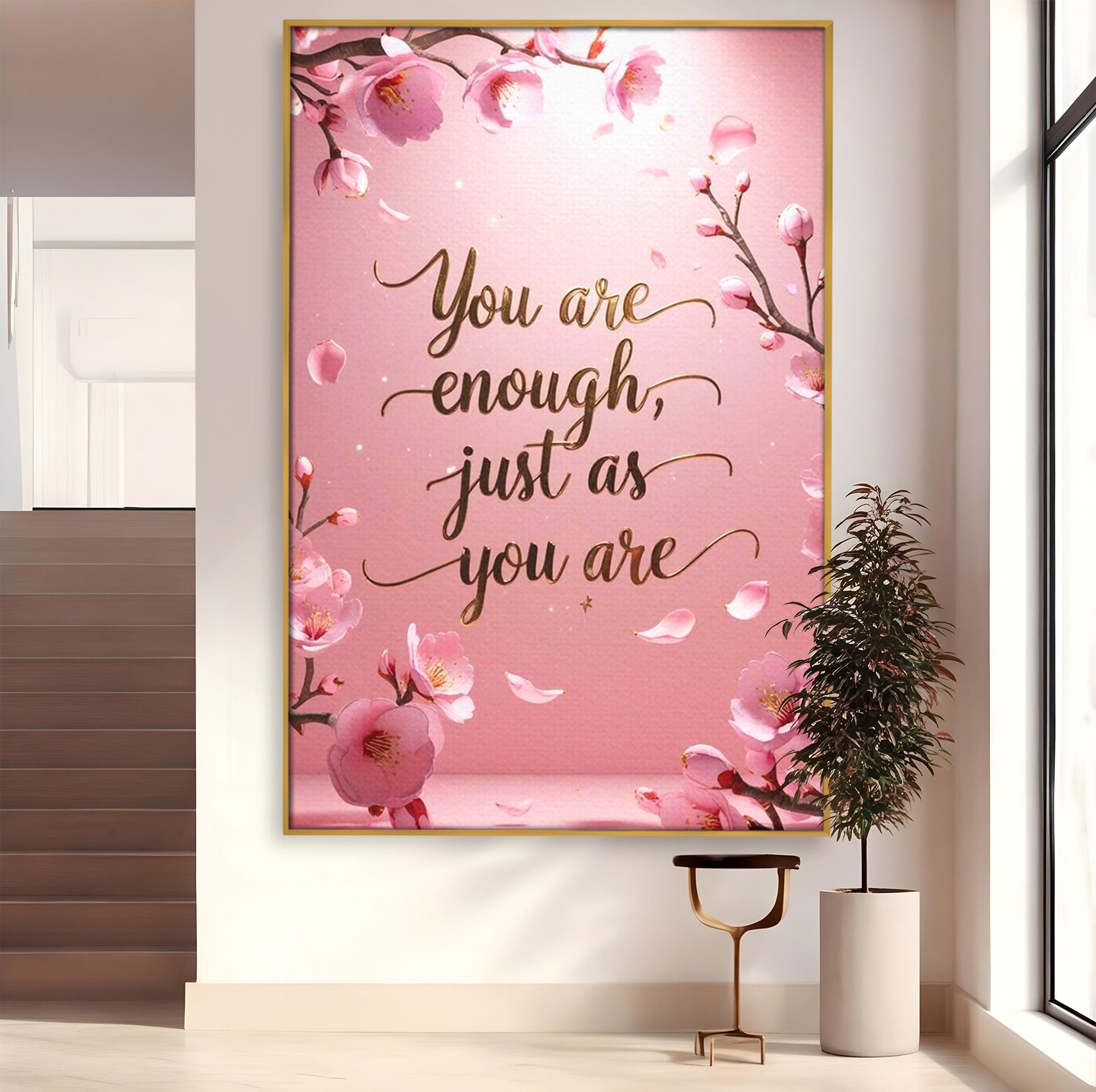 Tablou Canvas Premium LuxCanva® PI1374, Puterea de a fi Tu, Motivational, Flori, Text, Inspirational, Culori Vibrante, Living, Dormitor, Salon