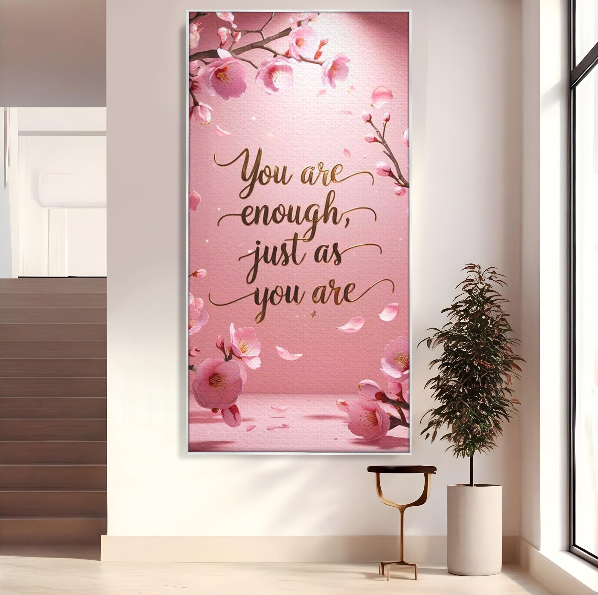 Tablou Canvas Premium LuxCanva® PI1374, Puterea de a fi Tu, Motivational, Flori, Text, Inspirational, Culori Vibrante, Living, Dormitor, Salon