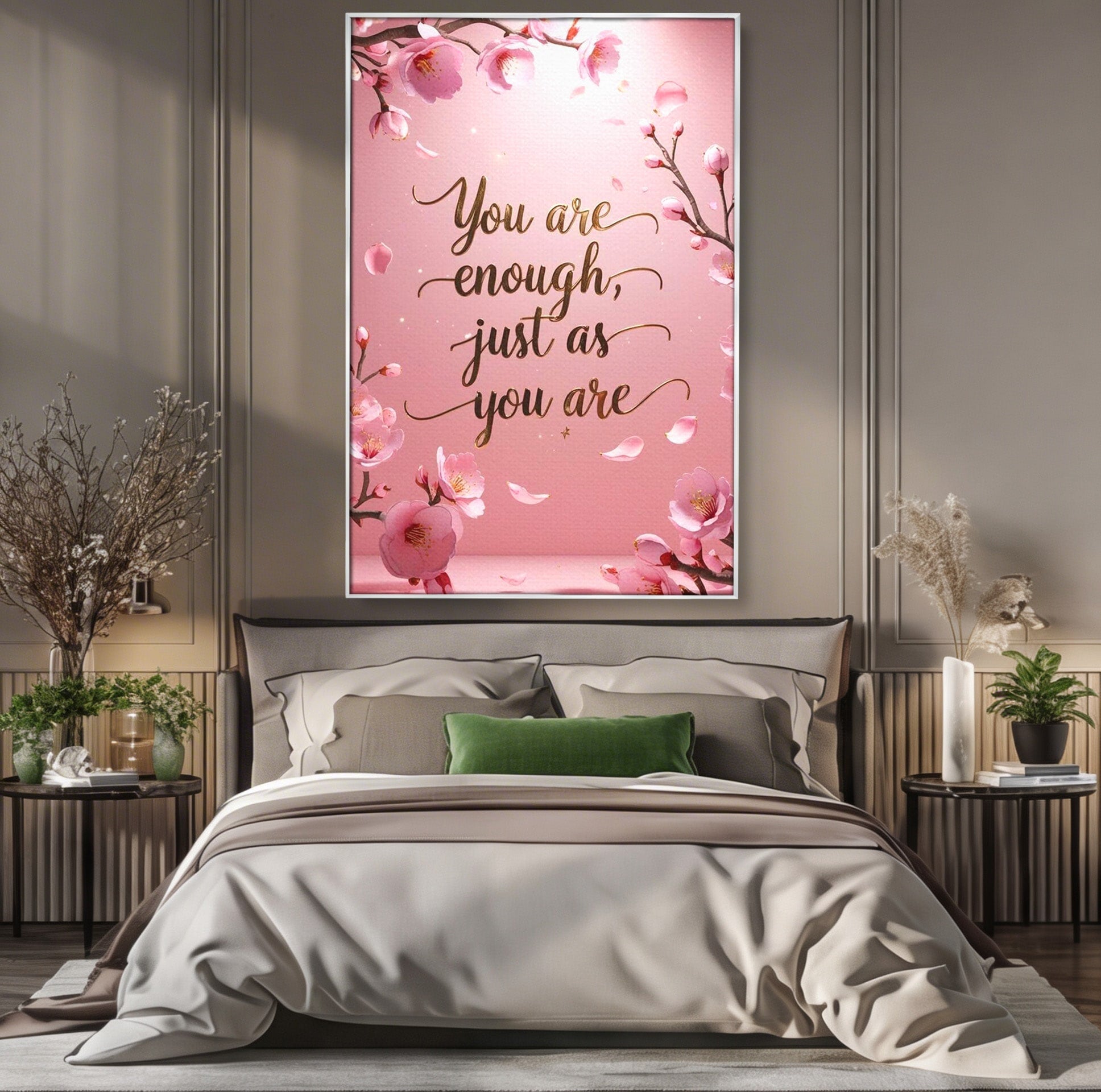 Tablou Canvas Premium LuxCanva® PI1374, Puterea de a fi Tu, Motivational, Flori, Text, Inspirational, Culori Vibrante, Living, Dormitor, Salon