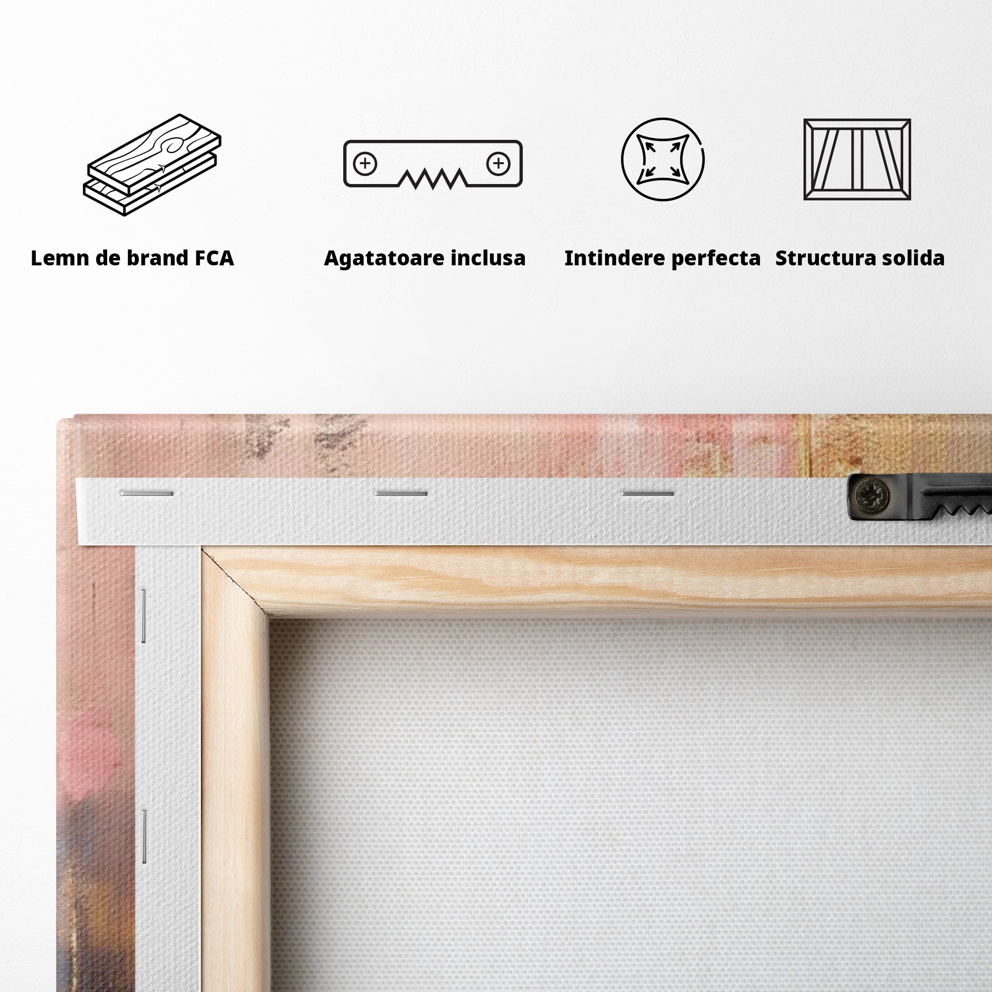 Tablou Canvas Premium LuxCanva® PI1375, Rasarit Roz Auriu, Abstract, Arta Contemporana, Lux, Modern, Culori Vibrante, Living, Dormitor, Salon