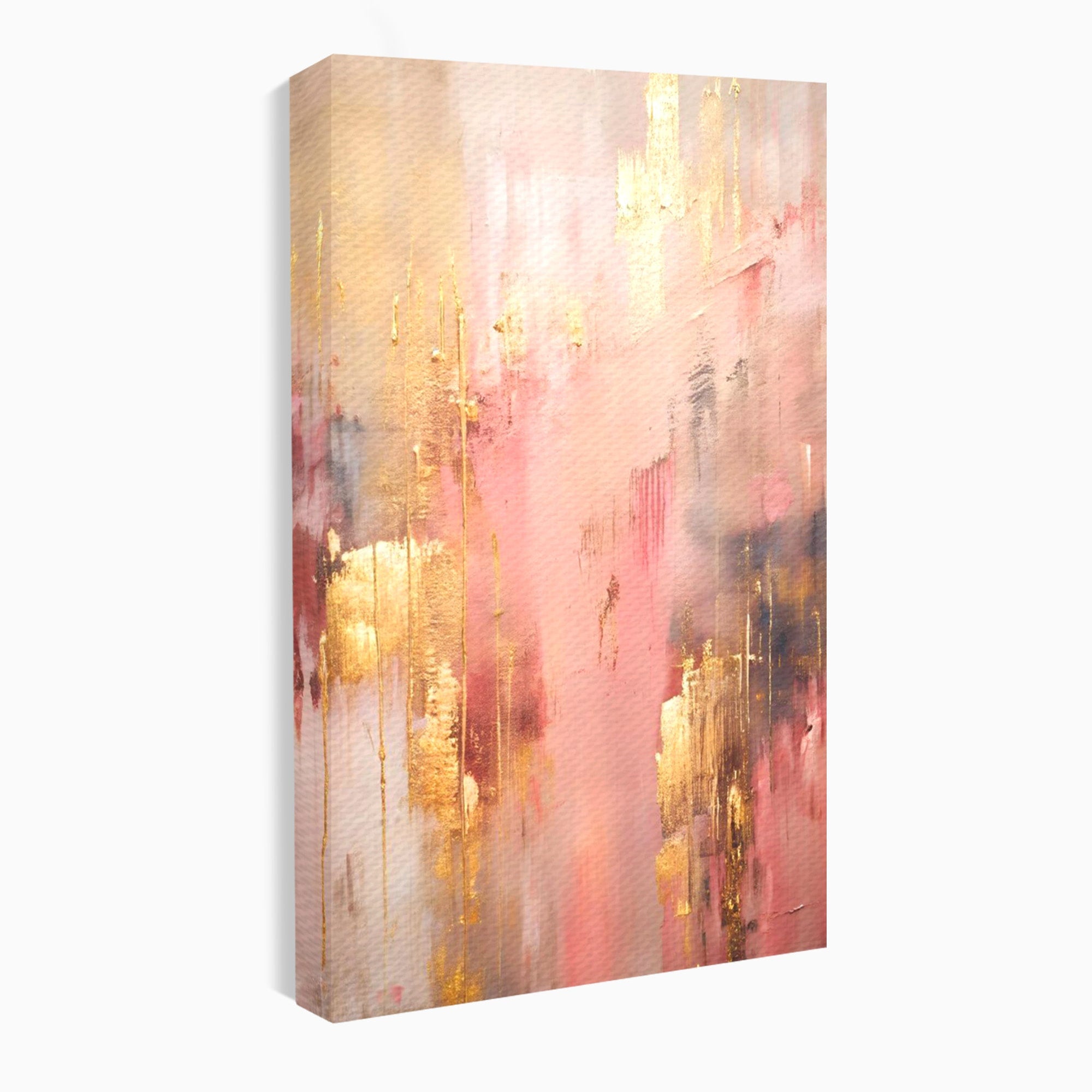 Tablou Canvas Premium LuxCanva® PI1375, Rasarit Roz Auriu, Abstract, Arta Contemporana, Lux, Modern, Culori Vibrante, Living, Dormitor, Salon