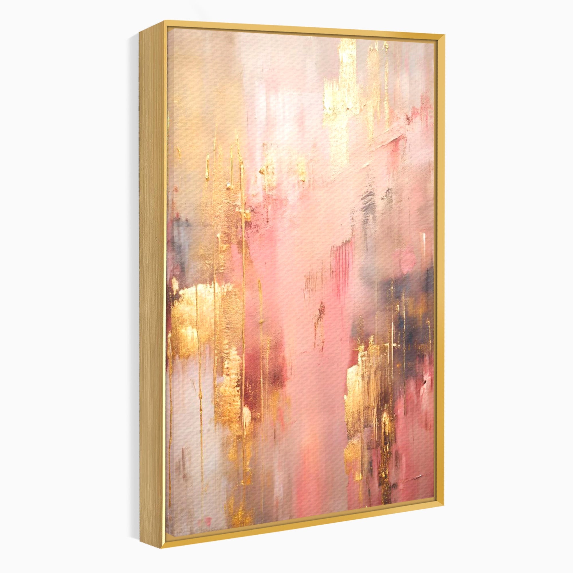 Tablou Canvas Premium LuxCanva® PI1375, Rasarit Roz Auriu, Abstract, Arta Contemporana, Lux, Modern, Culori Vibrante, Living, Dormitor, Salon